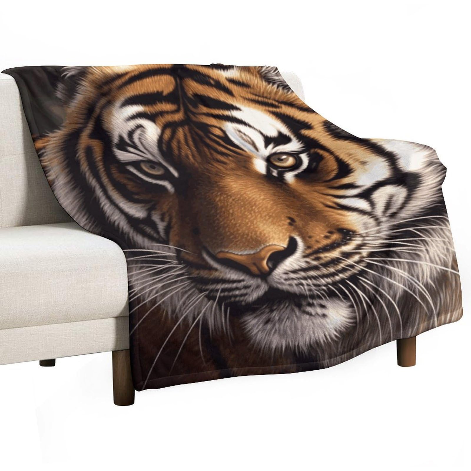 Couverture tigre en flanelle de 102x127 cm pour lit et canapé