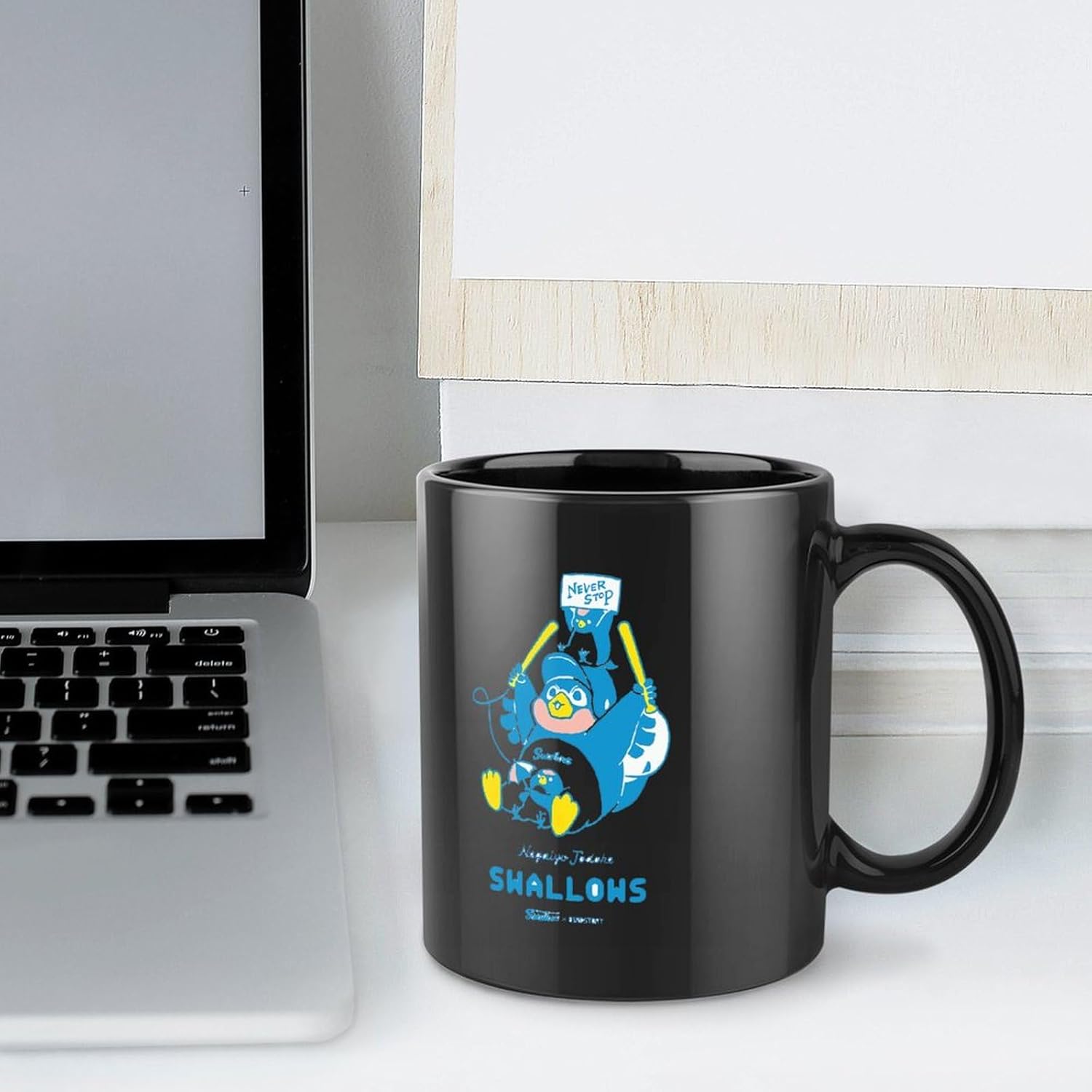 黒い マグカップ 磁器カップ 東京ヤクルトスワローズ 両面印刷 コーヒーカップ ティーカップ コップ スープカップ 水筒 お茶カップ