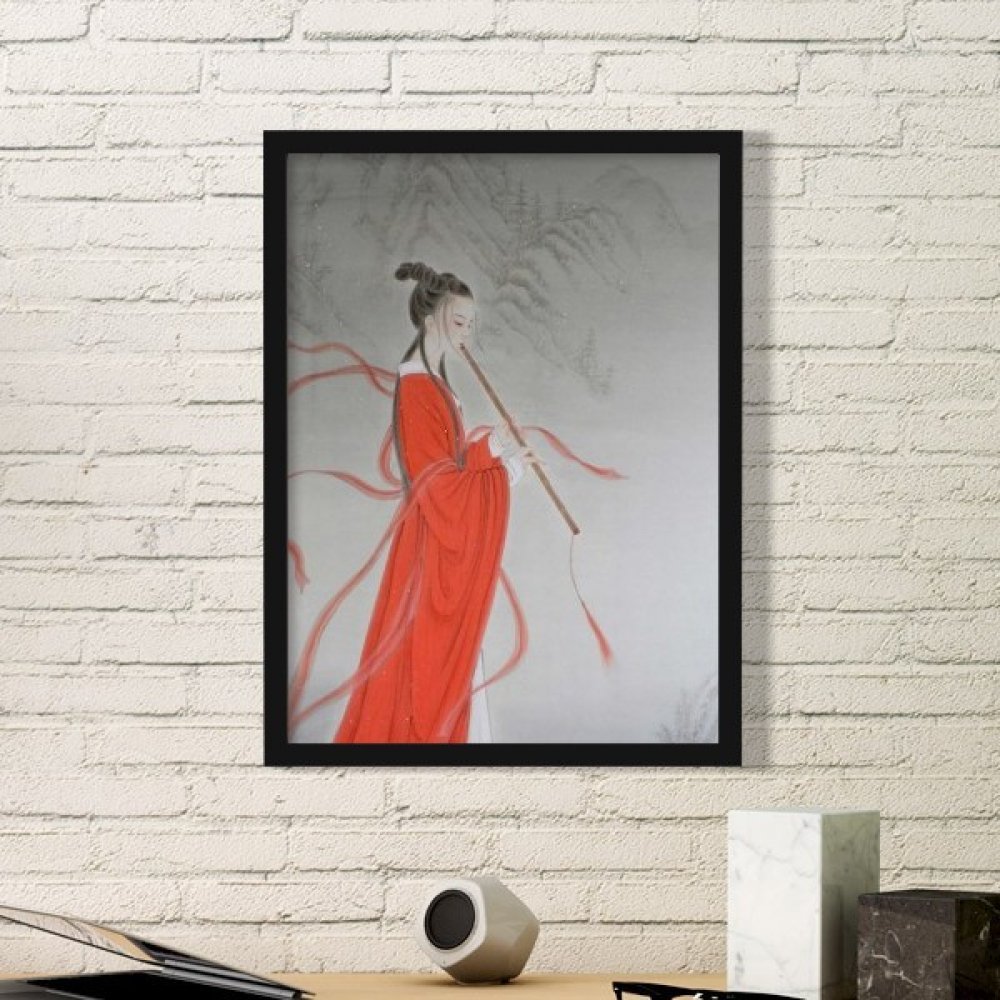 Stickers muraux flûte chinoise rouge pour créer une ambiance zen dans votre bureau