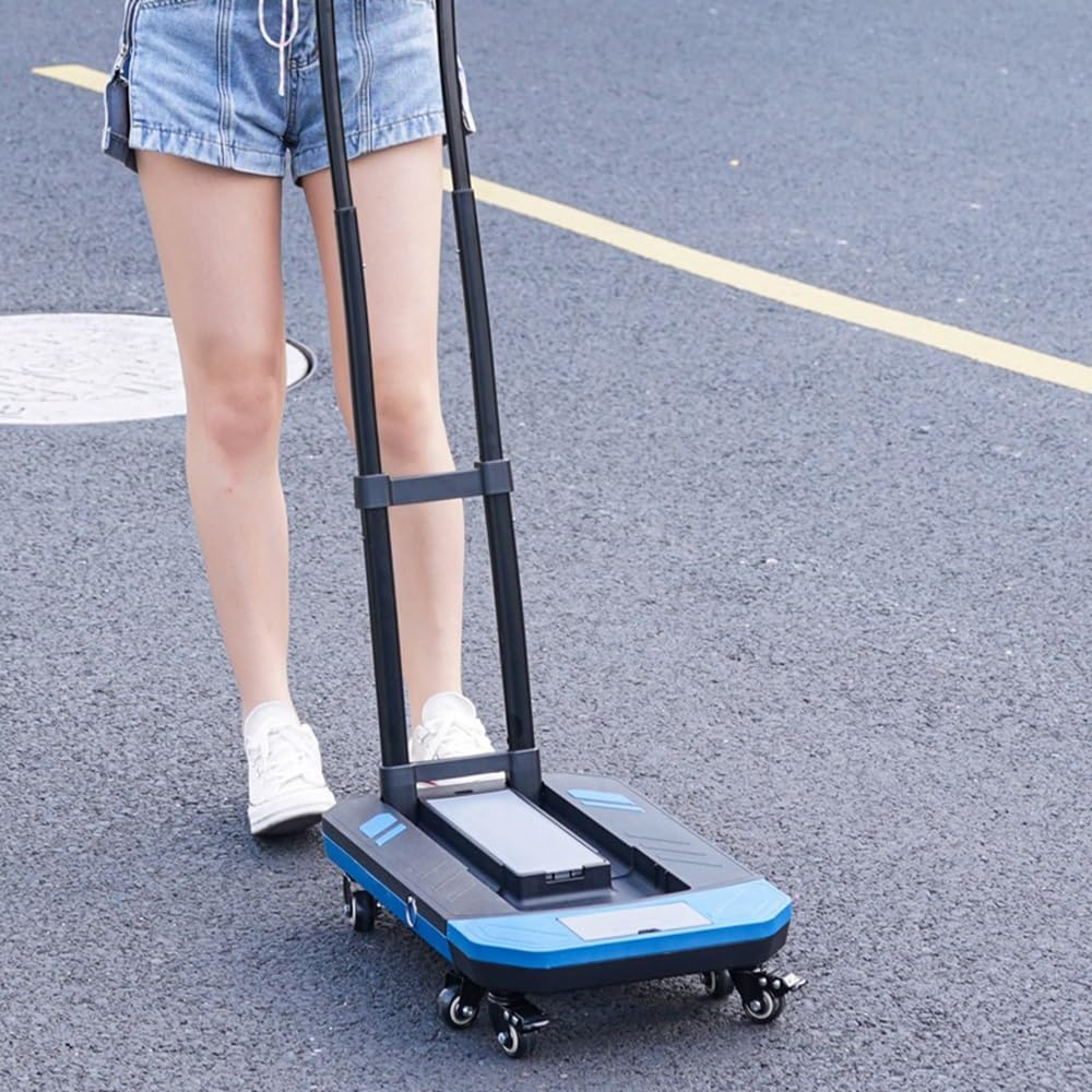 Camión Plegable con Ruedas, Carretilla de Mano, Carrito portátil Plegable, Remolque pequeño, Barra de tracción para el hogar, Transporte de mercancías para Recoger, plat