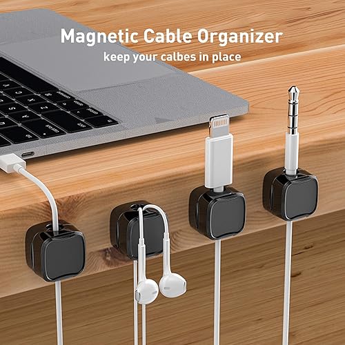 Miniatura 3 de Paquete de 12 clips para cables, organizador de cables, soporte de cable para mesita de noche, organizador de cables magnético, soporte de cable de