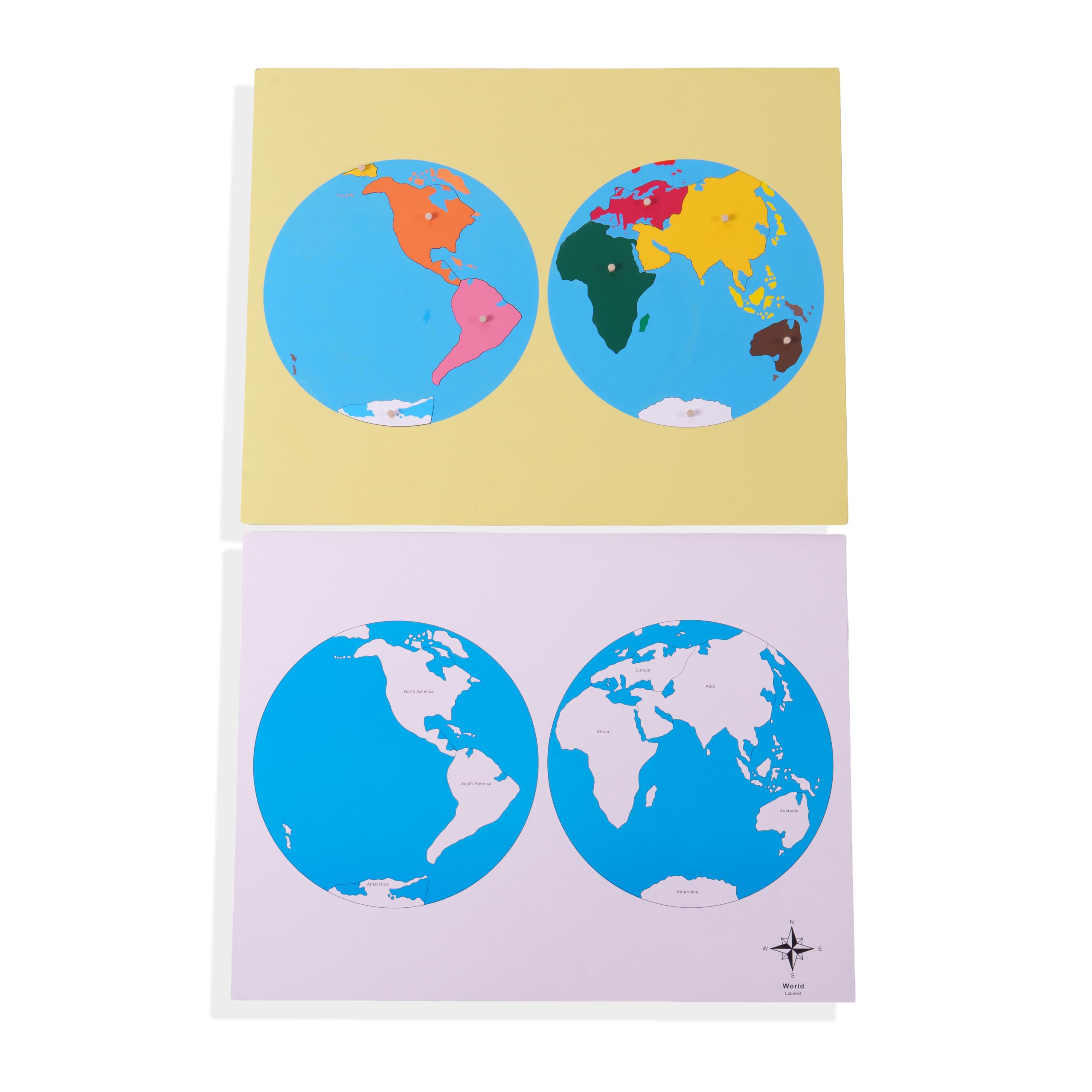 Materiales de geografía Montessori – Mapas del mundo, países continentes, juguetes educativos de madera para preescolar, clases de educación en casa a partir de 3 años (Montessori 8 rompecabezas de