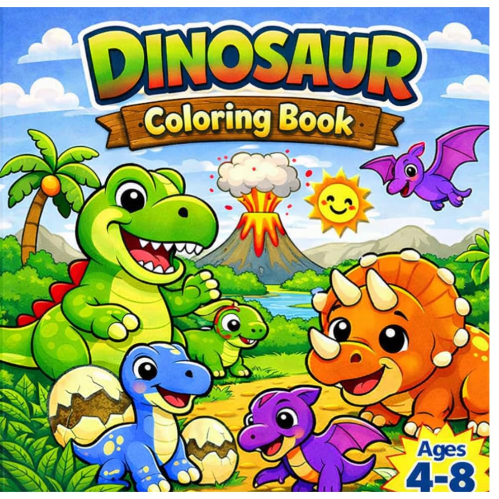 Dinosaur Adventure Coloring Book: Fun and Exciting features about Dino