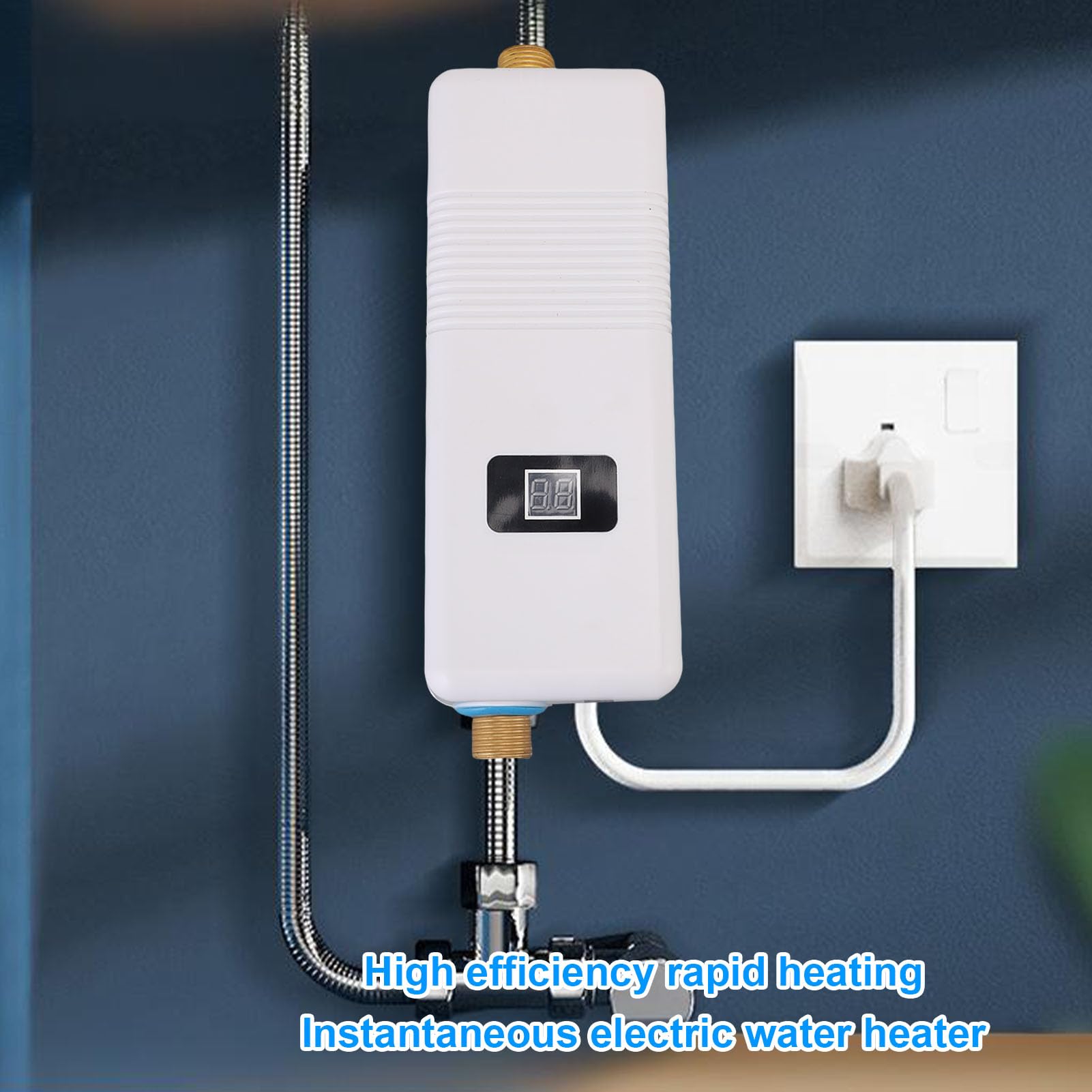 Eujgoov XY FC 3000W Natychmiast Elektryczny Podgrzewacz Wody z Mosiężnym Wylotem Wlotu, Korpusem ze Stali Nierdzewnej, Odpowiedni do Kuchni, Kempingów, (Wtyczka UE 220V)