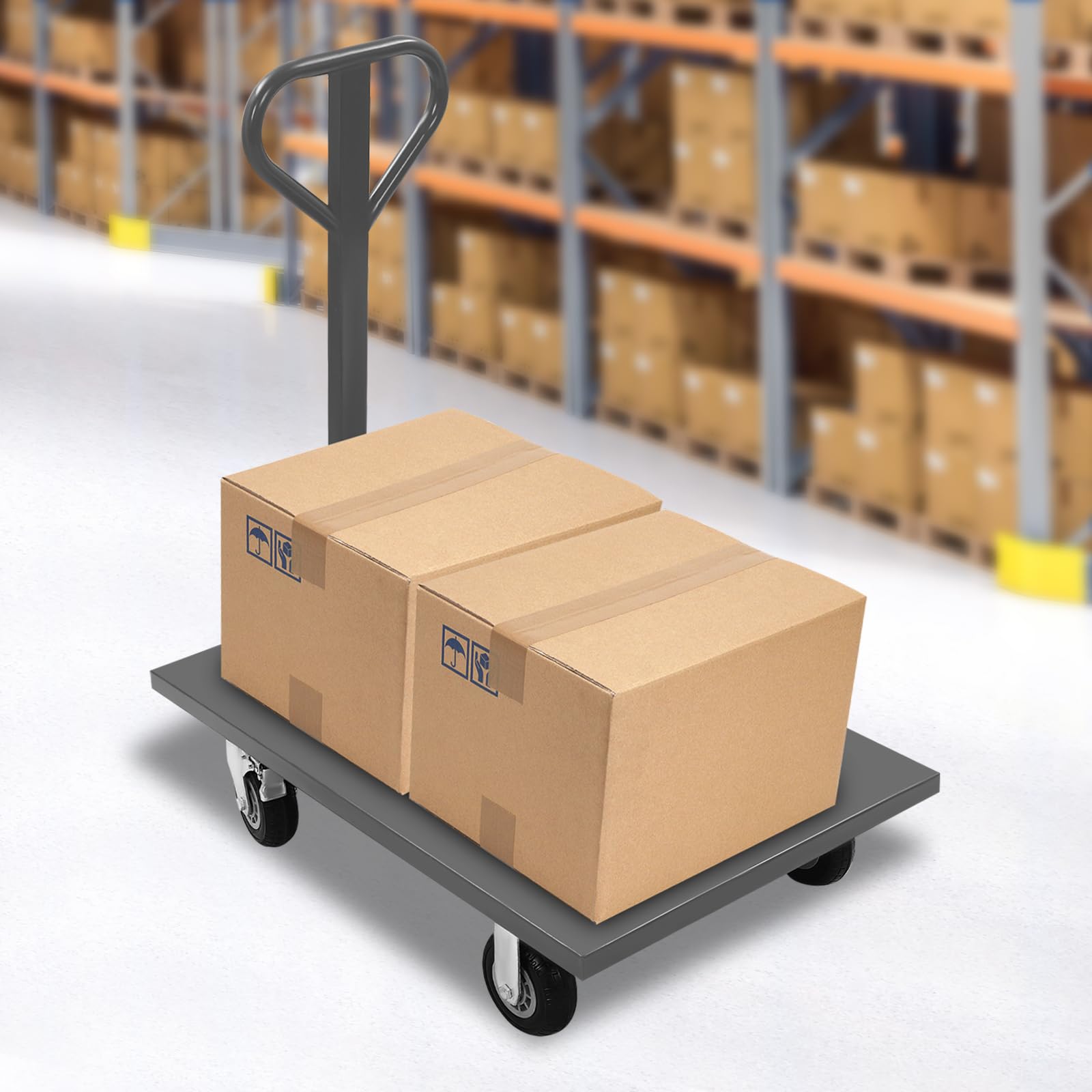 Carrello con piattaforma, 907 kg, 91,4 x 61 cm, con ruote