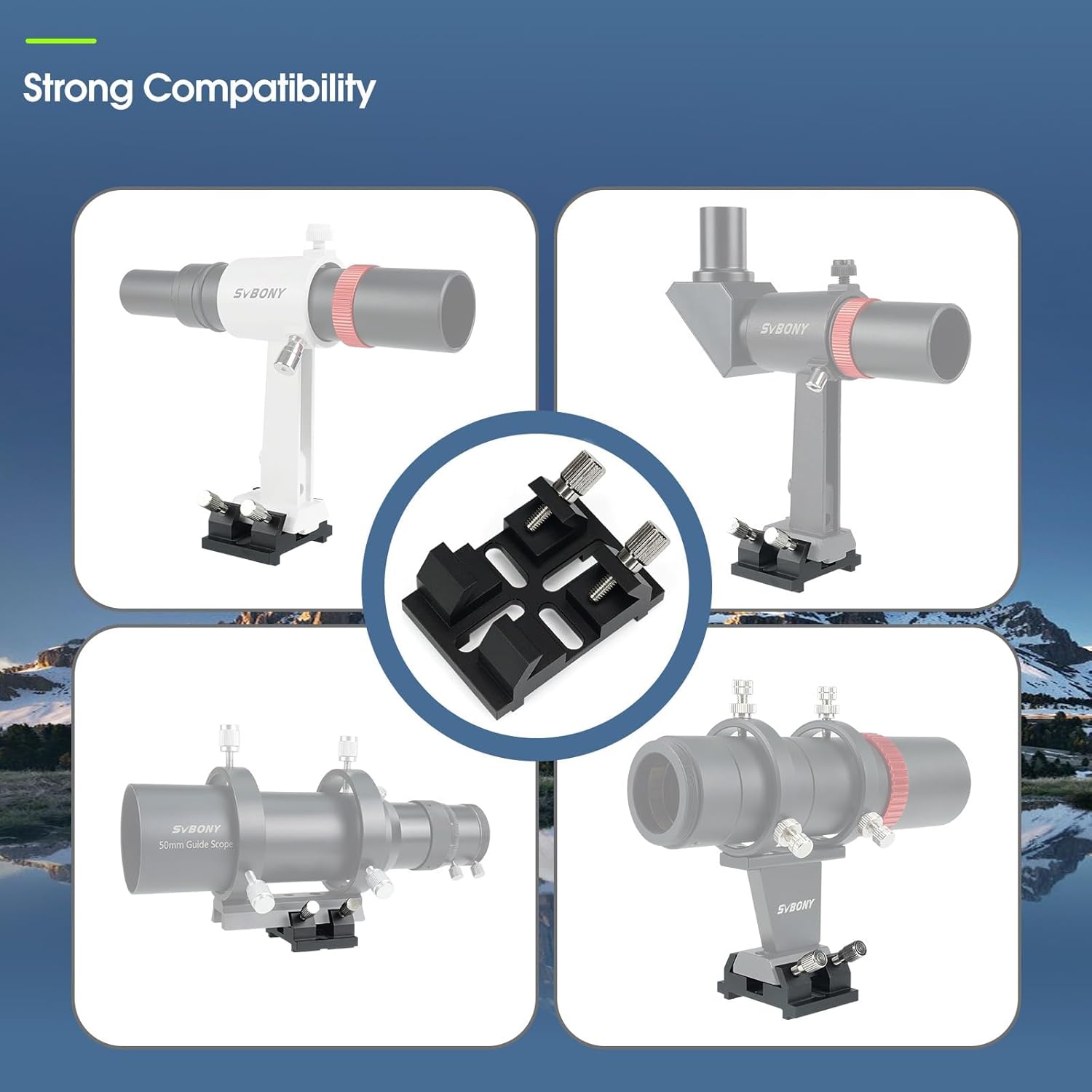 SVBONY SV106 Guide Scope 50mm with Helical Focuser Bundle with SV224 Dovetail Base with 2 Thumbscrews, Accessories for Telescope Astronomy Observations