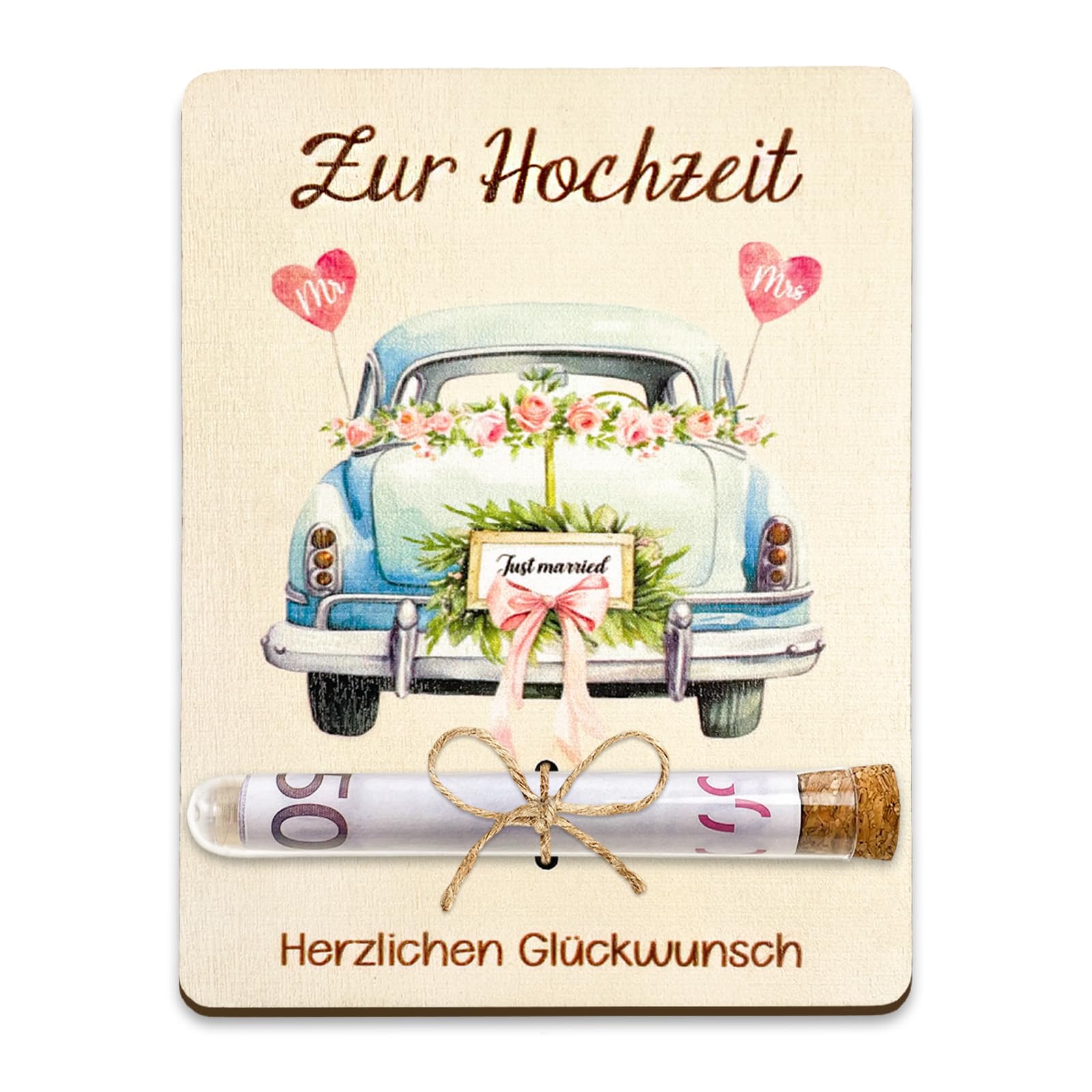 Hochzeitskarte Aus Bambus-Holz Mit Gravur – Inkl. Umschlag, Sicher Für Geldgeschenke, Personalisierbar