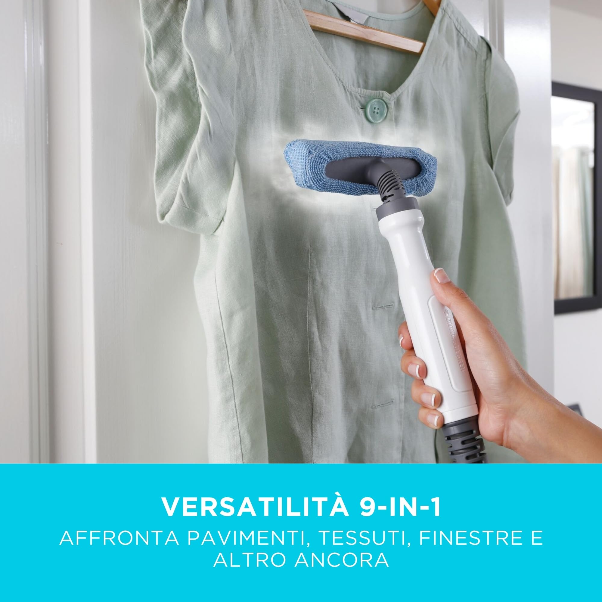 BLACK+DECKER Scopa a vapore 9 in 1 con pulitore portatile e guanto SteaMitt, 1.3kW, FSMH1351SM-QS