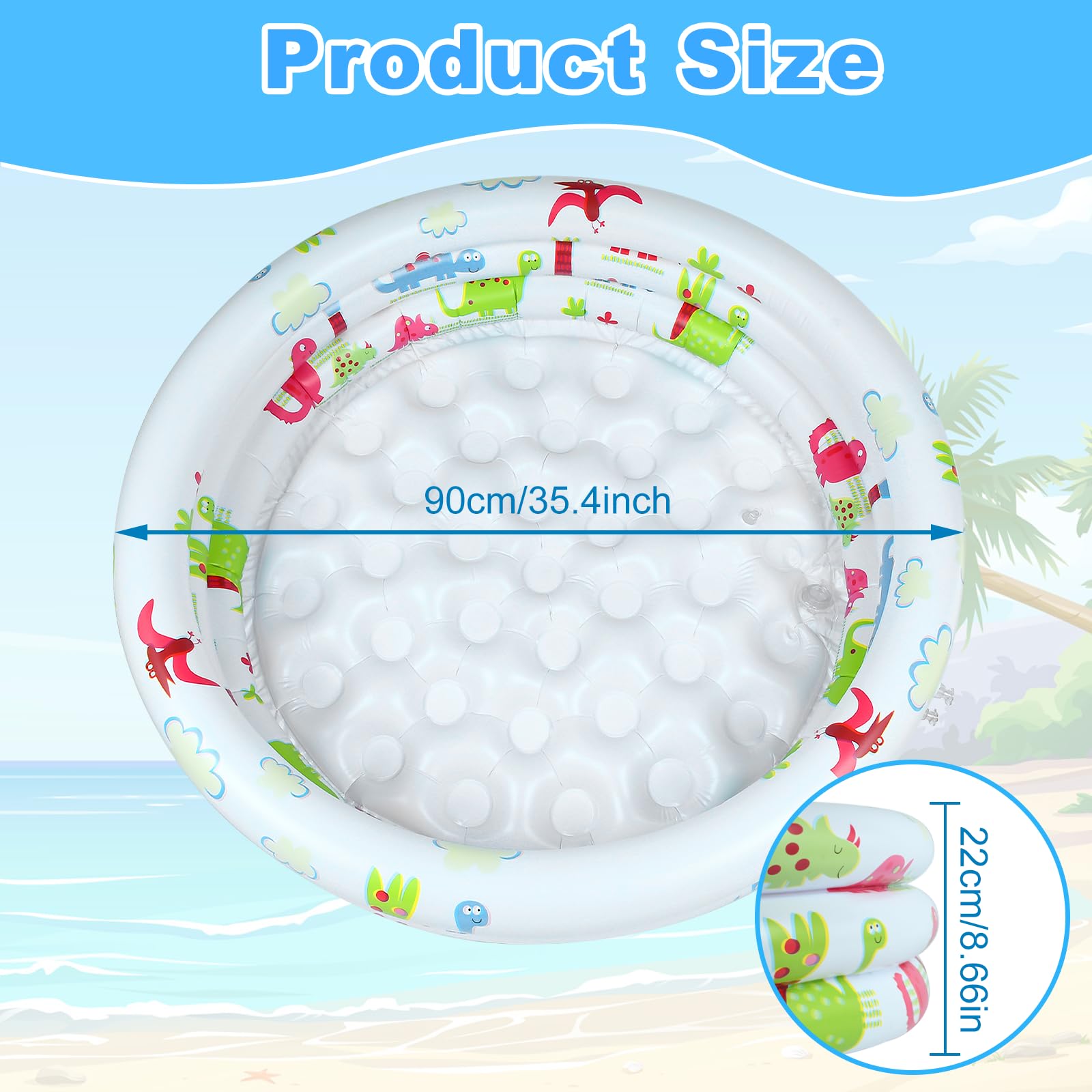 Piscina gonfiabile per bambini, Ø 90 x 22 cm, piscina per bambini, piscina rotonda, piscina per bambini per giardini/esterni/spiagge