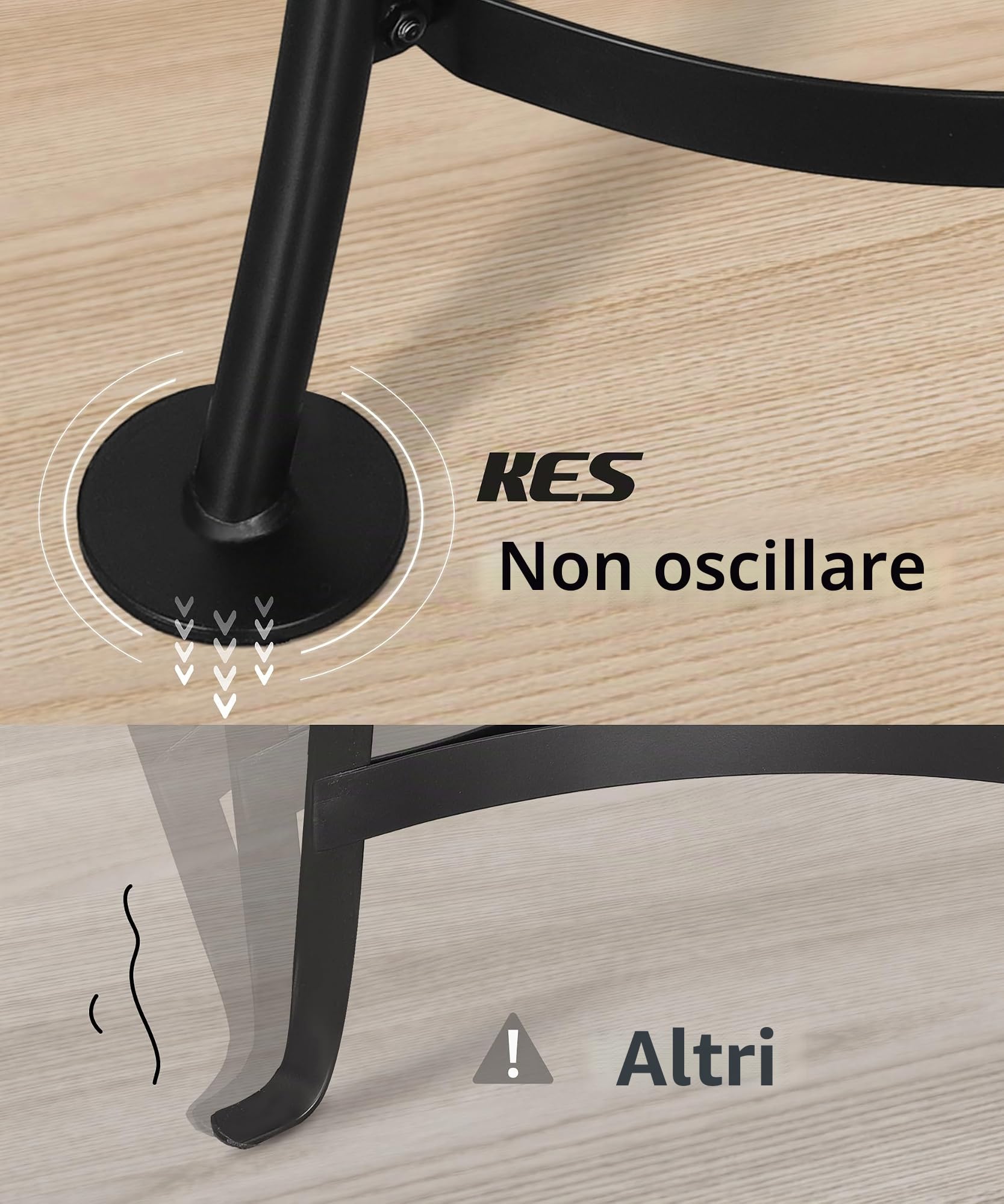 KES KUR531S6-BK KUR531S6-BK - Supporto per pentole in ghisa a 6 ripiani con 6 ganci, pentole e padelle, base stabile, cinghia anti-ribaltamento e protezioni per pavimenti nero, capacità 119,7 kg