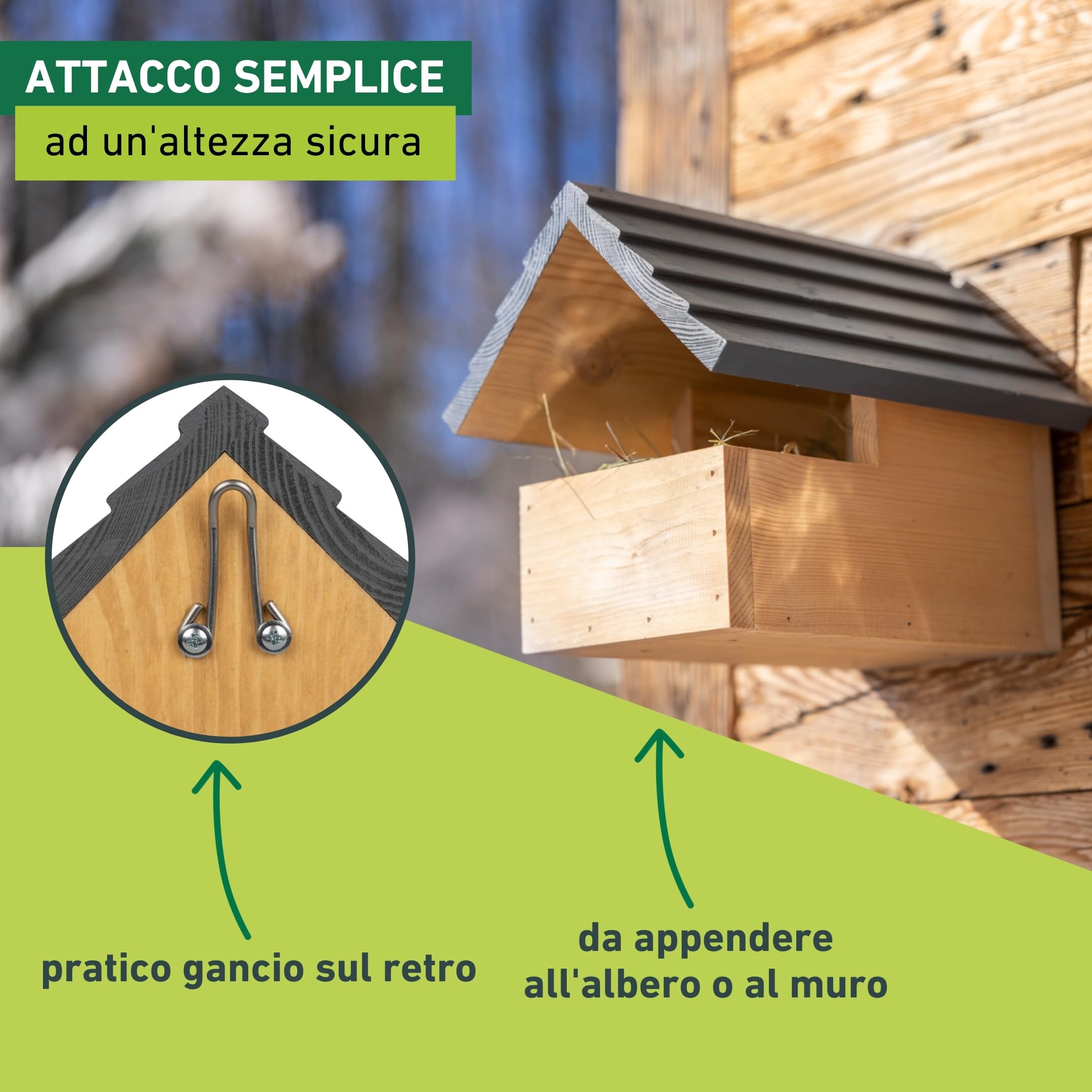 Windhager cassetta nido per uccelli Loggia, cassetta nido semiaperta per uccelli che nidificano a metà, ad esempio merli, pettirossi, legno, casetta per uccelli, resistente alle intemperie