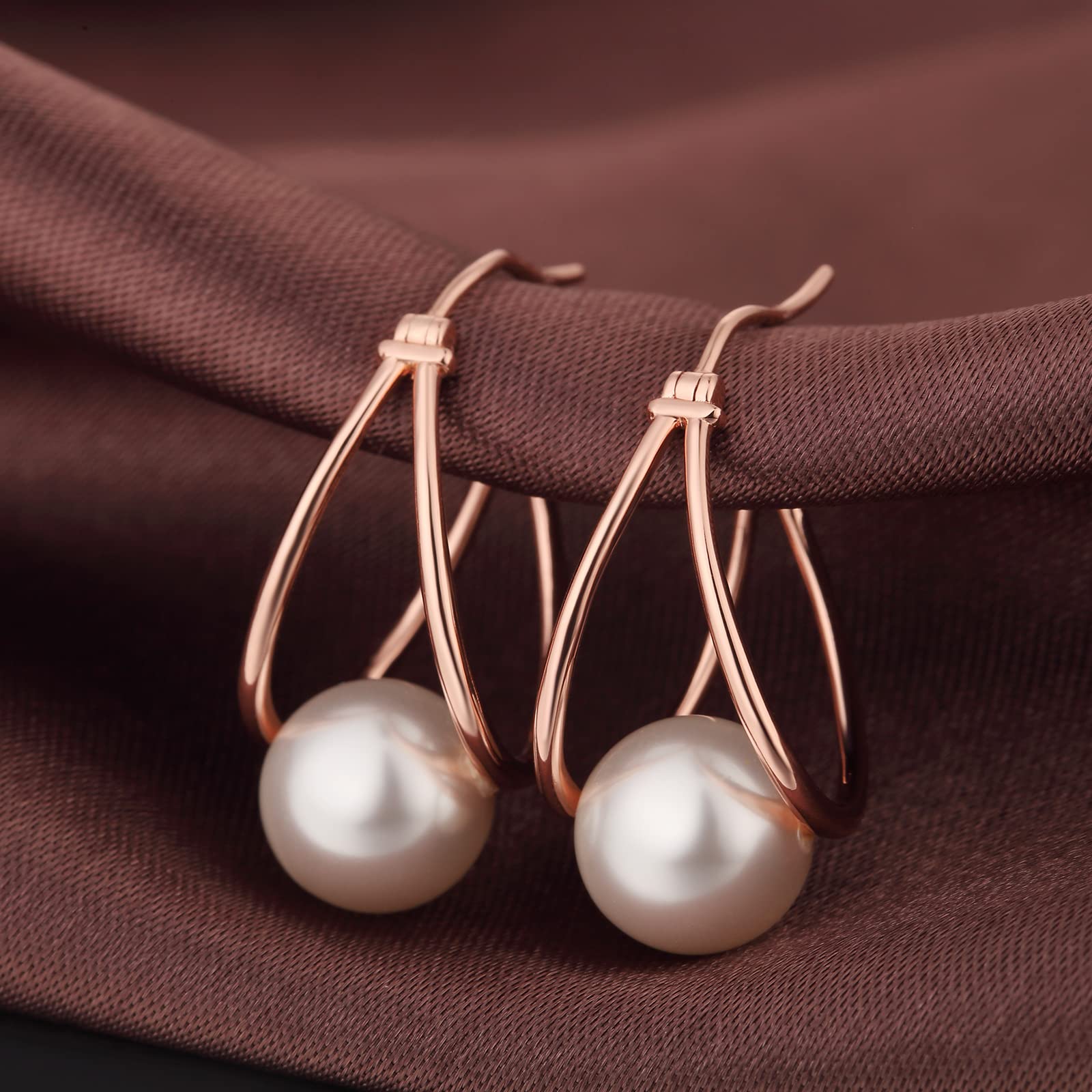 Orecchini Perle Donna in Argento Sterling 925 Orecchini Perle Pendenti Ipoallergenici Bianco Nera Perla Gioielli Regali da Donna Argento/Oro Rosa/Placcato Oro