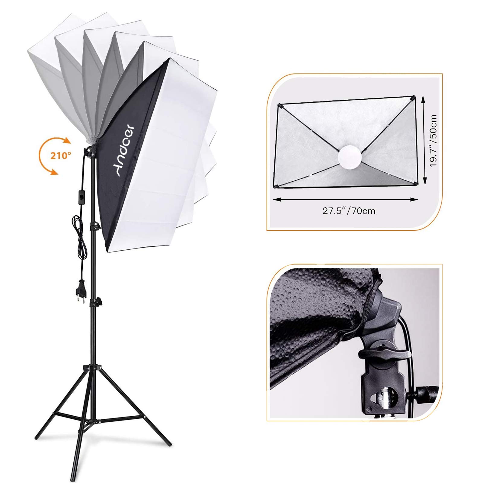 Andoer Fotografie Licht Kit Softbox-Beleuchtungsset 3 Packung, mit 85 W 2800K-5700K zweifarbige dimmbare LED Lampen, Fernbedienungen und Lampenständer für Video Aufnahmen Porträtlfotografie usw