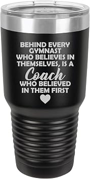 Tumbler Stainless Steel Vacuum Insulated Travel Mug Gymnastics Coach Gift Black, 30 oz