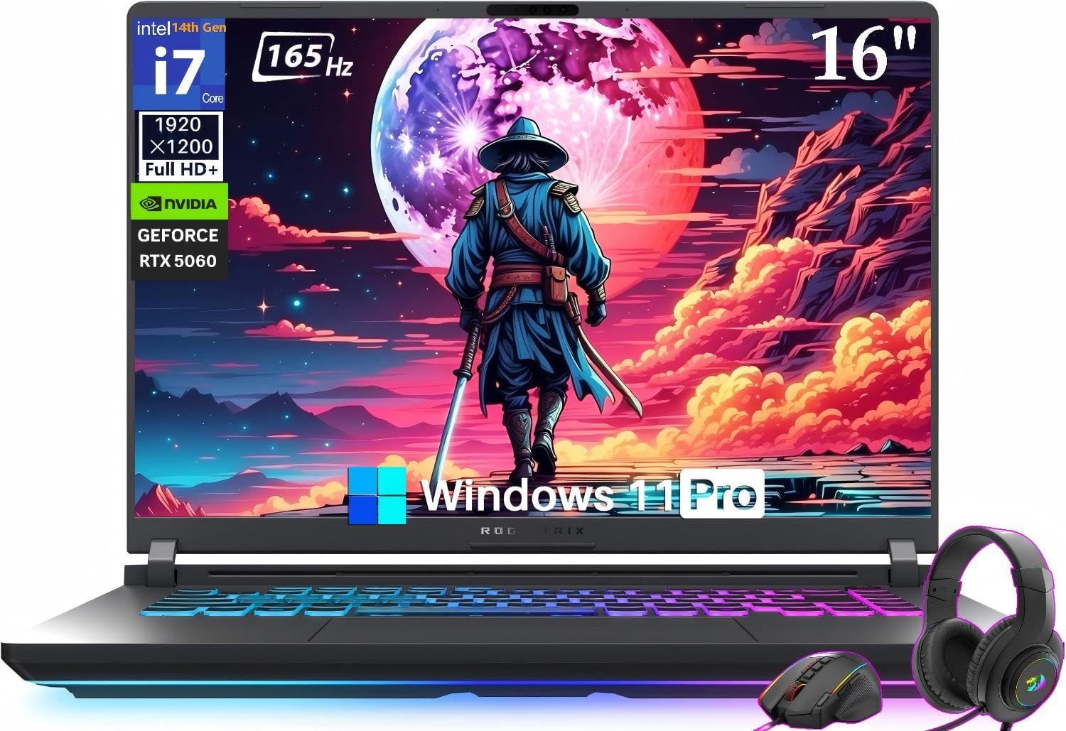 ROG Strix G16 (2025) Gaming Laptop, 16" FHD+ 165Hz/3ms Display, NVIDIA RTX 5060 8GB GPU, Intel i7-14650HX Processor (Up to 5.2GHz), 32 GB DDR5, 1 TB SSD, Wi-Fi 7, RGB Backlit KB, Windows 11 Pro