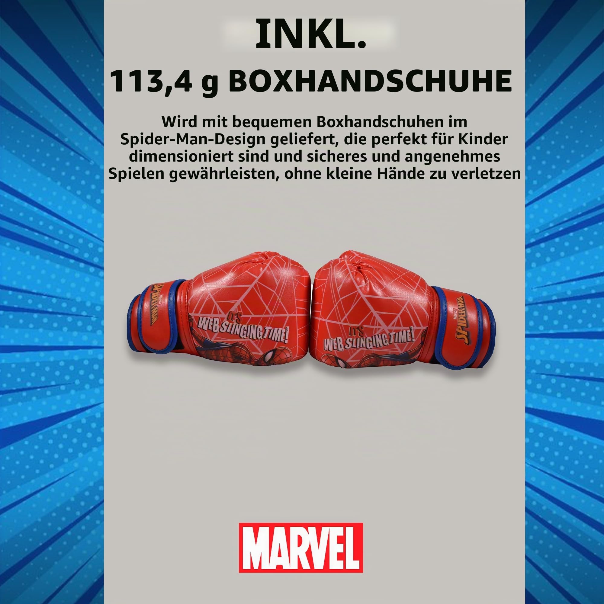 Hy-Pro Offiziell lizenzierter Spiderman-Boxsack mit Boxhandschuhen, freistehender Kinder-Boxsack, Spiderman-Spielzeug und Geschenke, ab 5 Jahren