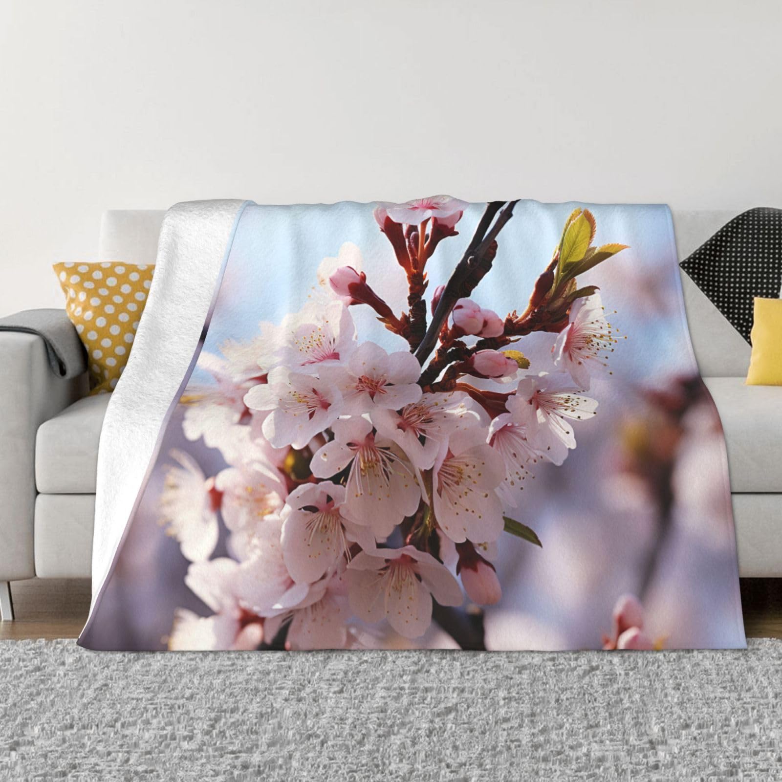 Couverture polaire lit jeté de canapé flanelle peluche chaude 152x127cm