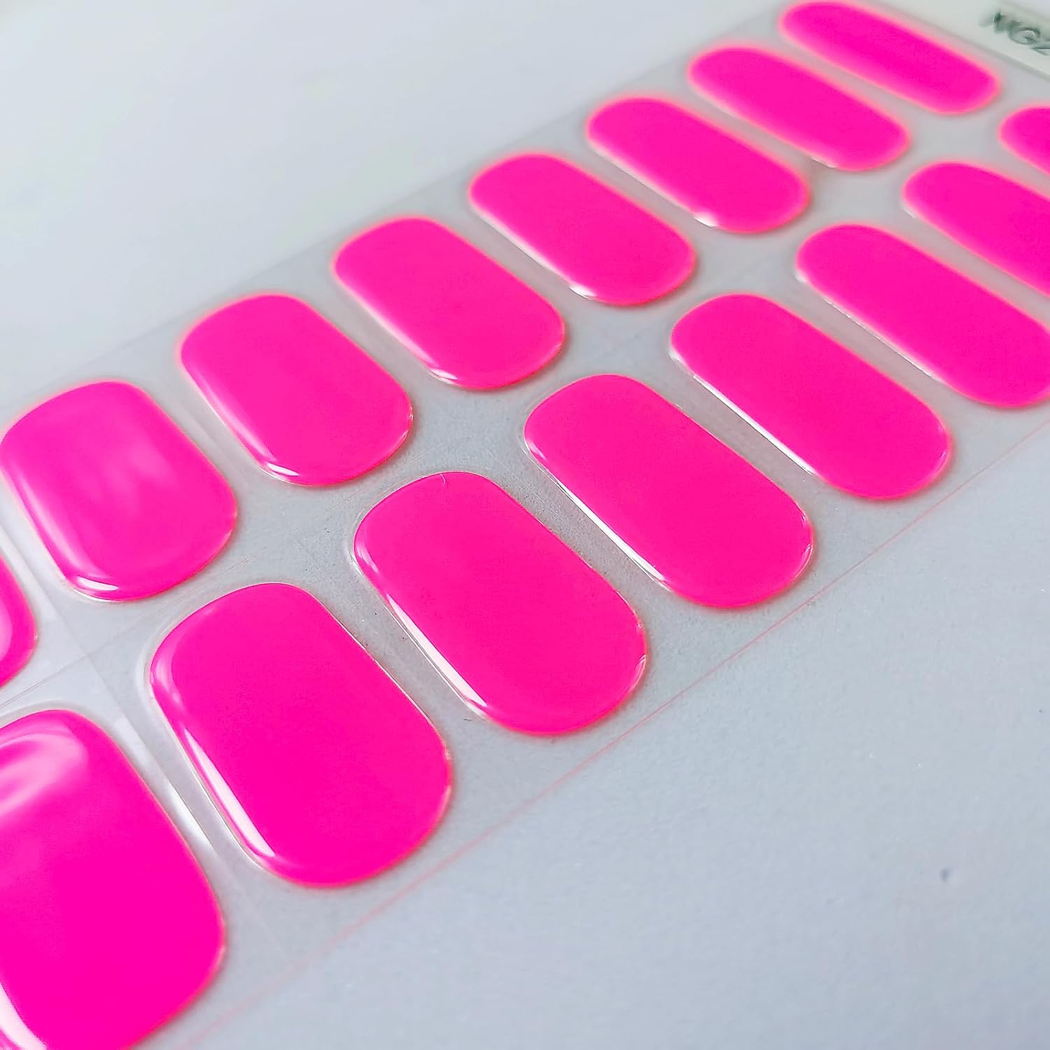Semi Cured Gel Nail Strips - Vivid Hot Pink Nail Stickers, Works with Any UV/LED Lamp, 20 Pcs Full Wraps - Salon Quality, Easy DIY in 15 Mins