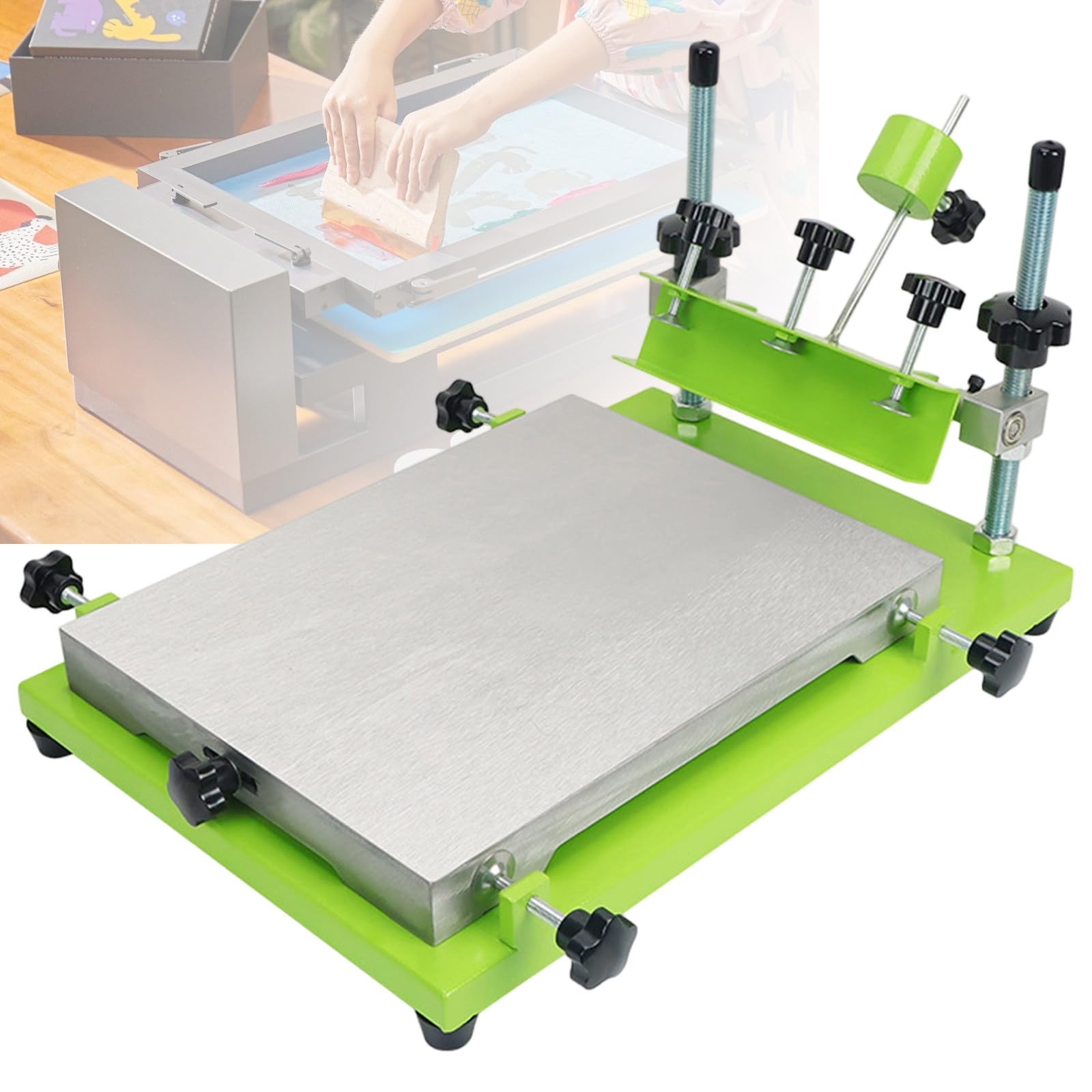 Máquina de serigrafía de Mesa de Aluminio, impresión Manual de Camisetas Planas, con raspador de 20 cm, para Vidrio, Textiles, Metal, Madera, plástico y Papel C-Medium