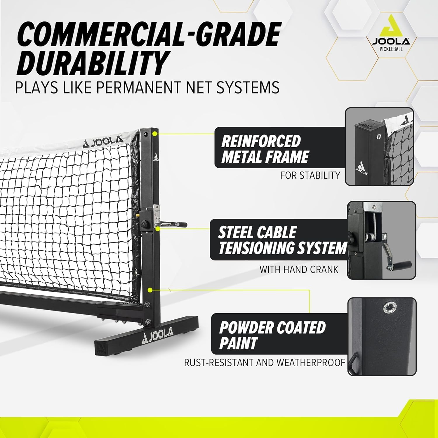 JOOLA Pro Pickleball Net – Portable Outdoor Pickleball Net System – Heavy Duty, Tournament Grade Net for Outside & Indoor Pickleball Courts – Regulation Height & Length