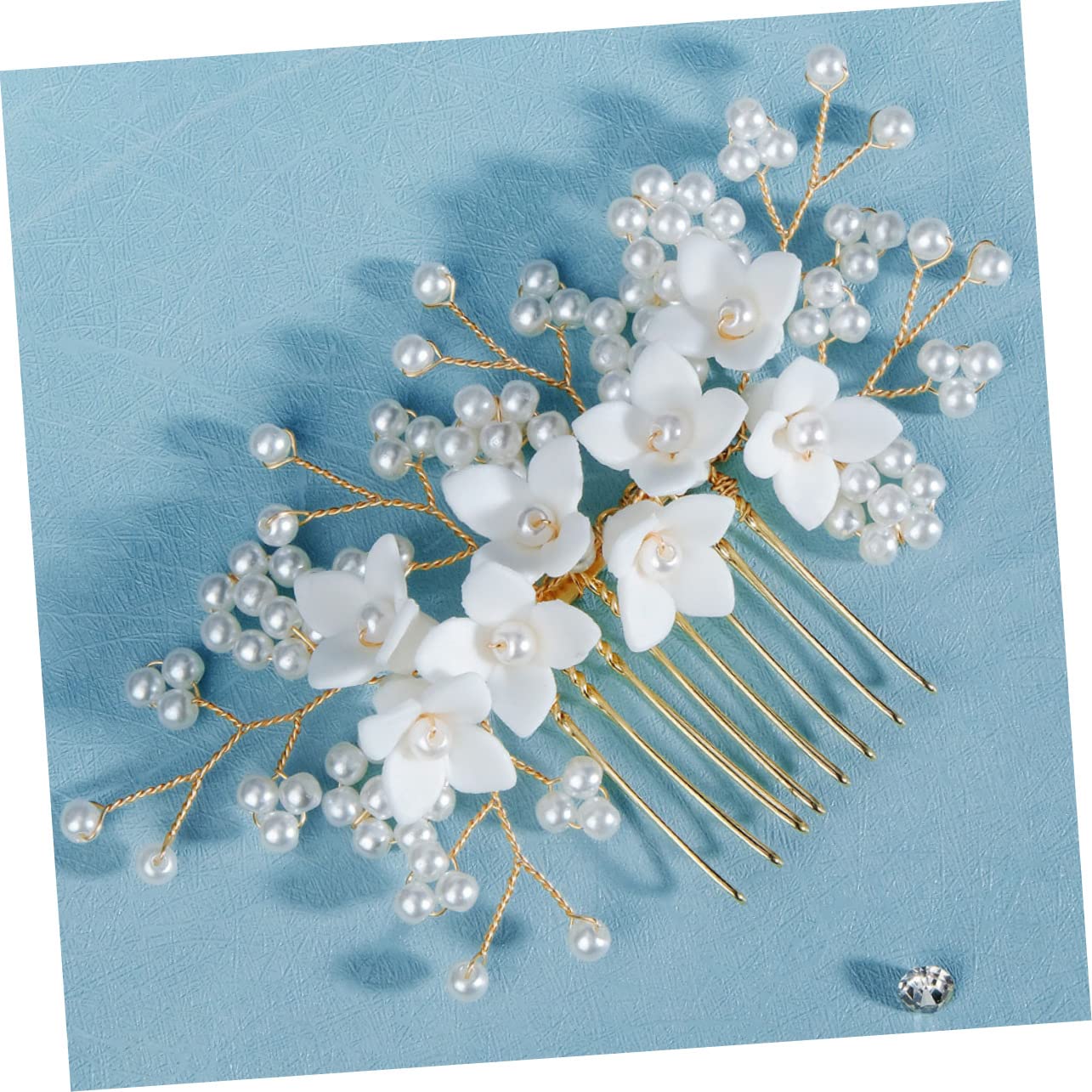 minkissy 5pcs Bridal Flower Hair Comb Elegant Wedding Hair Side Comb for Brides Unique Aesthetic for Wedding and Evening Outfits and Eye-catching Design