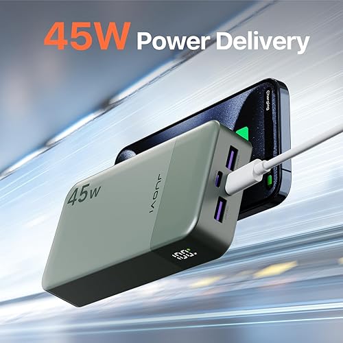 Miniatura 2 de Cargador portátil J2621 Power Bank 20000mAh 45W, PD 3.0 QC 4.0, batería de carga rápida con pantalla LED, 2 USB-C, 2 USB-A para iPad, iPhone 16 15