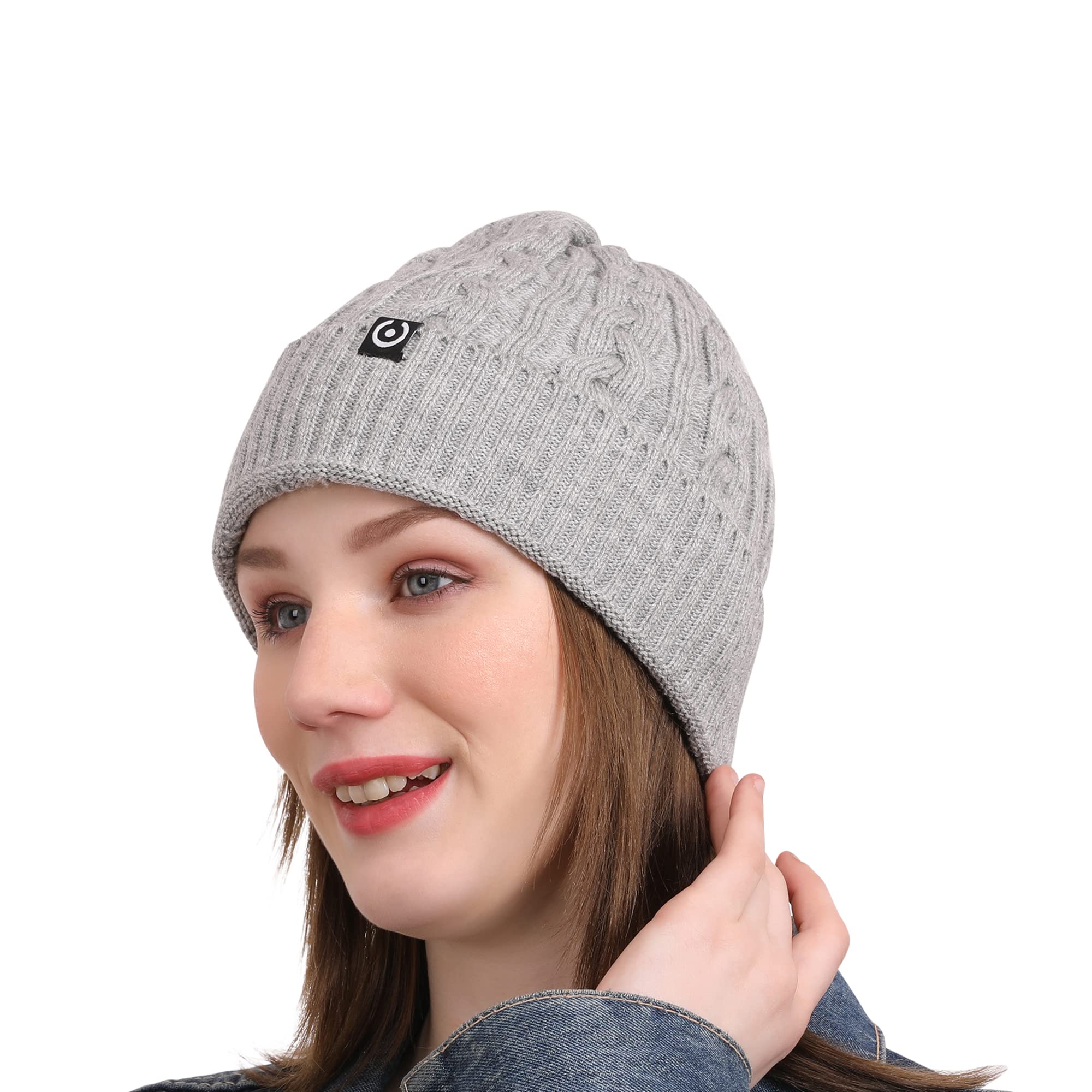 Coreteq Women Woollen Winter Cuff Beanie Cap Cable Knit (Free Size, Pack of 1)-image-30
