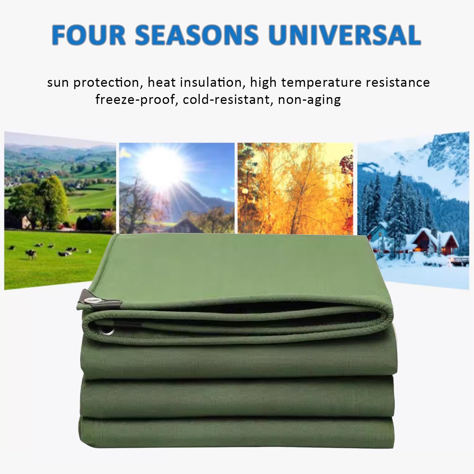 Bâche en Toile De Coton Ultra-Résistante Et Imperméable, Protection Extérieure avec Œillets Renforcés, Idéale pour Voiture, Toit, Bateau, Tente Et Auvent (2x3m)