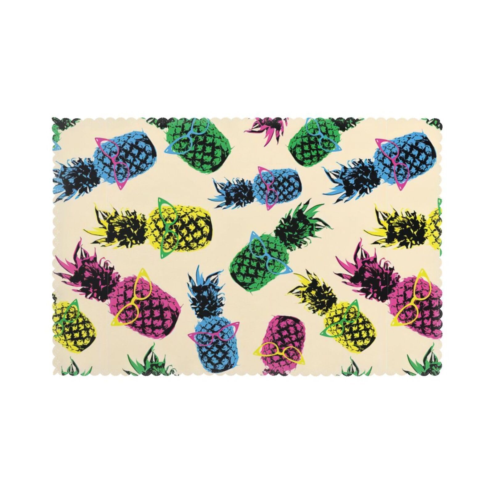 YYHHAOFA Retro Pineapple Prints Placemats Set of 6 12x18in – A Thoughtful Housewarming Gift for Stylish Hosts