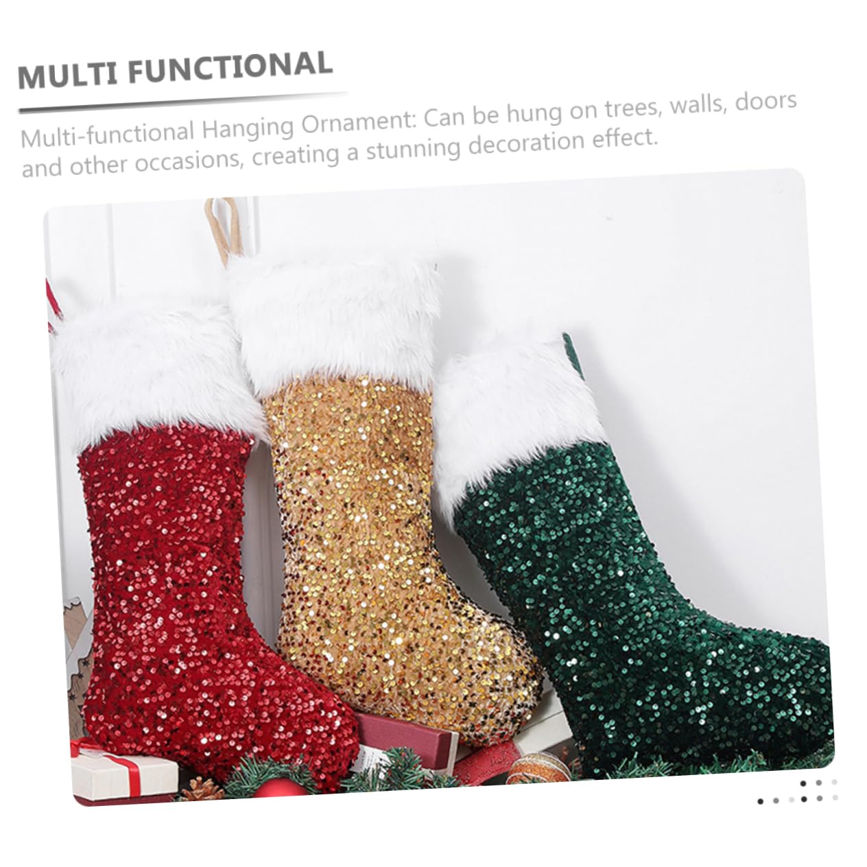 3pezzi Calza di Natale Appesa Borsa Regalo per Calze di Natale Decorazione per Albero di Sacchetto Regalo Calzini di