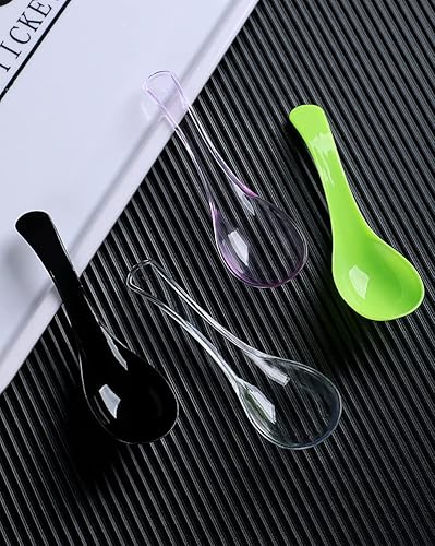 Miniatura 6 de Paquete de 50 cucharas de sopa asiáticas desechables para comedor, cuchara china de plástico transparente (50 unidades, transparente)