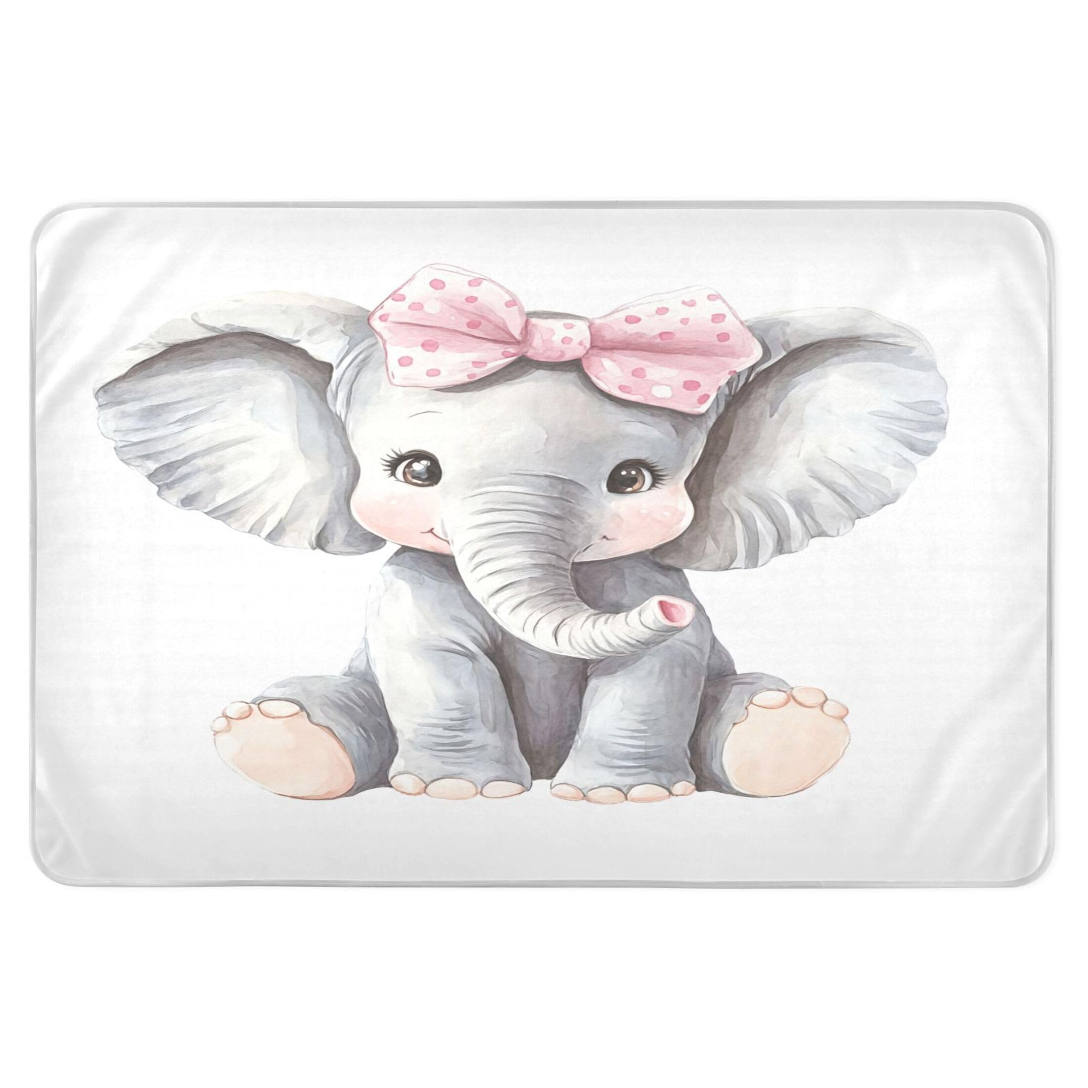 Takiito Cute Elephant Bed Pad Reusable Bed Underpad Washable Waterproof Leak-Proof Quick Dry Incontinence Pee Pad for Toddlers Kids Adults Pets 34x52 in