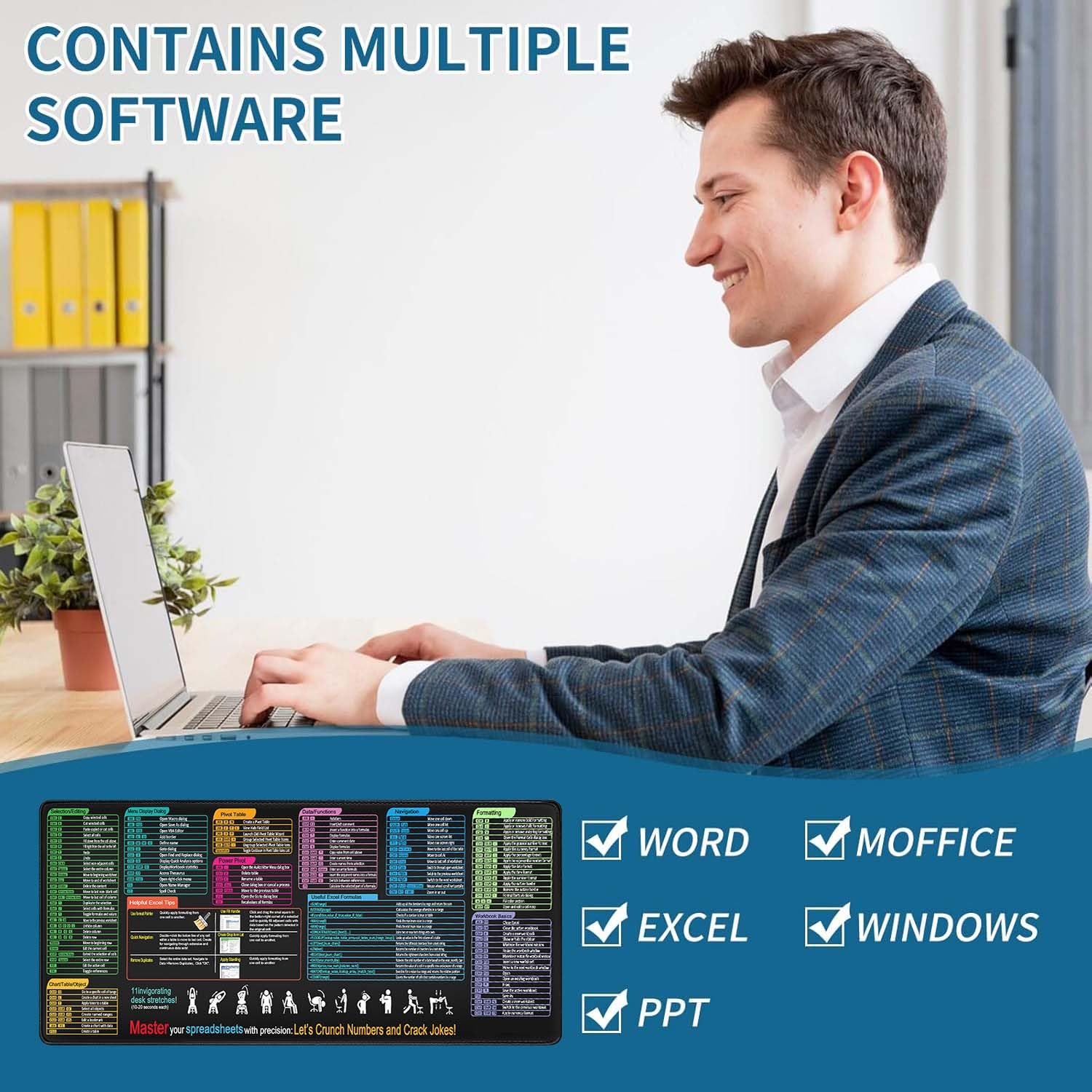 Excel Cheat Sheet Excel Shortcut Mouse Mat, Desk Mat 800 Excel ...