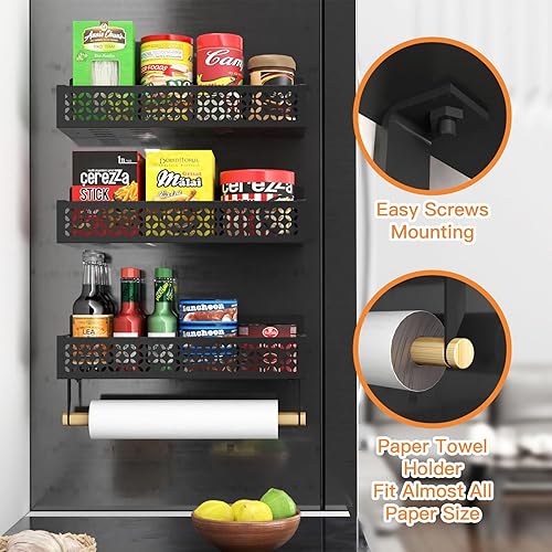 Miniatura 4 de Magnetic Spice Rack for Refrigerator, 4 Pack Magnetic Spice Rack Organizer with 2 Paper Towel Holders, Metal Spice Rack for Fridge, Microwave,