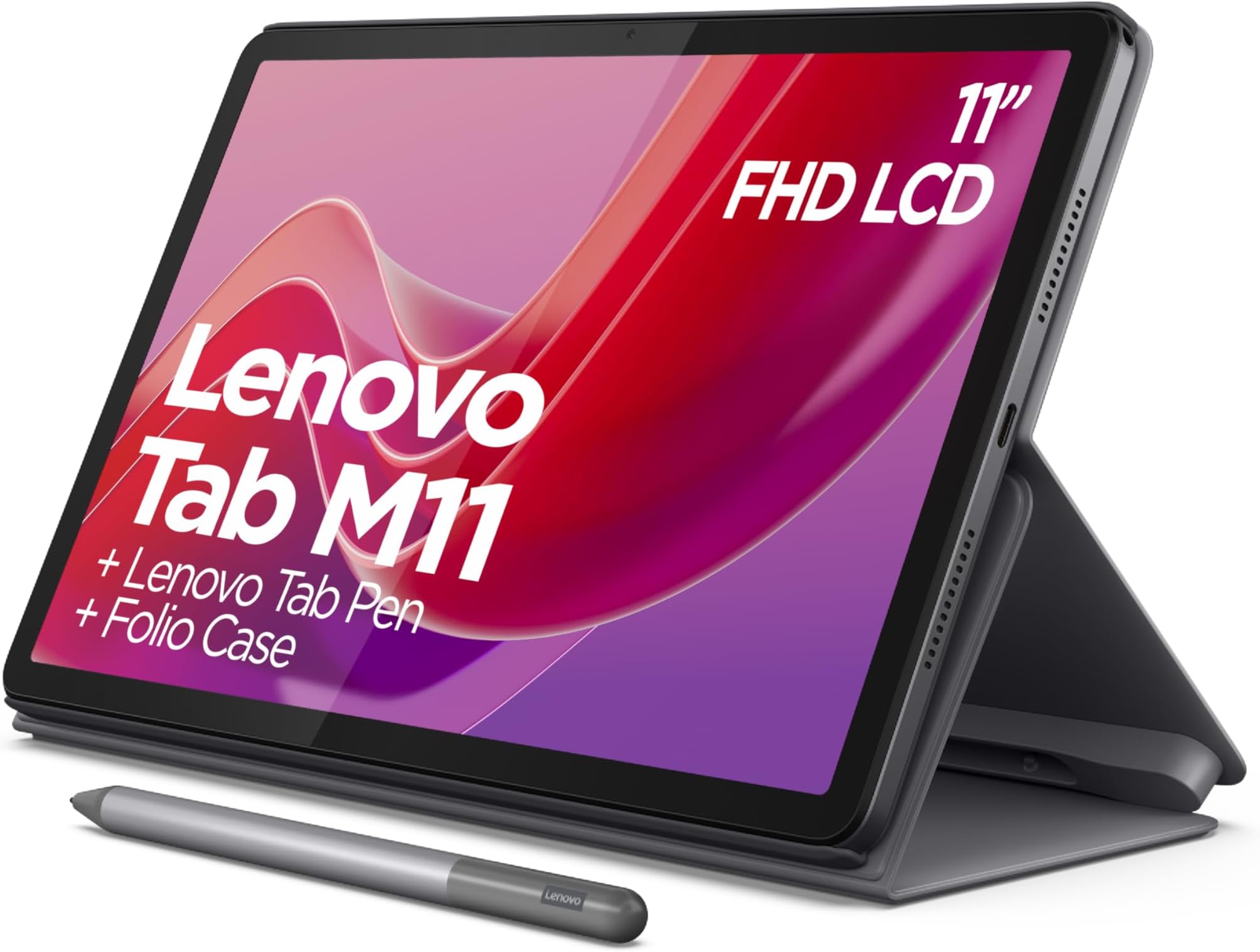 Tab M11 Android Tablet | 11 Inch Full HD 1200p | 128 GB | Lenovo Tab Pen + Folio Case | WiFi | 4 GB RAM | Luna Grey | Designed for Portable Entertainment