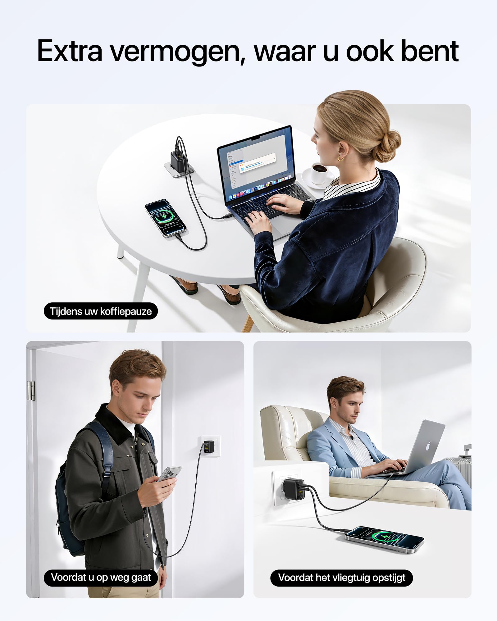Baseus Enerfill ładowarka USB C 70 W, 2 sztuki, 3-portowa ładowarka GaN6, kompaktowy zasilacz sieciowy do MacBook Air, iPhone 17/16/15 Pro Max, iPad Pro, Galaxy S25/S24, Pixel, laptopa i wielu innych