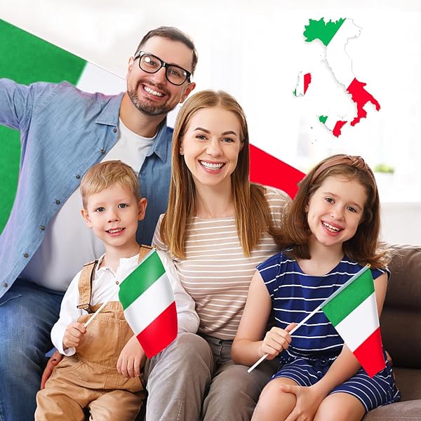 AhfuLife Petit Drapeau Italie -15Pcs Mini Drapeaux Italien avec Poteau Solide Blanc de 30cm pour Décoration Jardin Bar, Euro Football Match, Coupe du Monde, Célébration Fête Nationale - 5