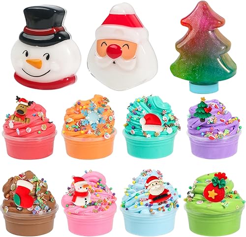 Miniatura 3 de Kit de 48 piezas de slime de mantequilla de 3 libras para niños, kit de fabricación de slime de Navidad para niñas y niños con cristal, arcilla y