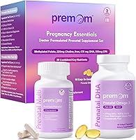 Vista 1 de Premom Vitaminas prenatales para mujeres y aceite de pescado prenatal DHA - Concepción para ella Multivitamínica: 27 nutrientes + triglicérido Omega