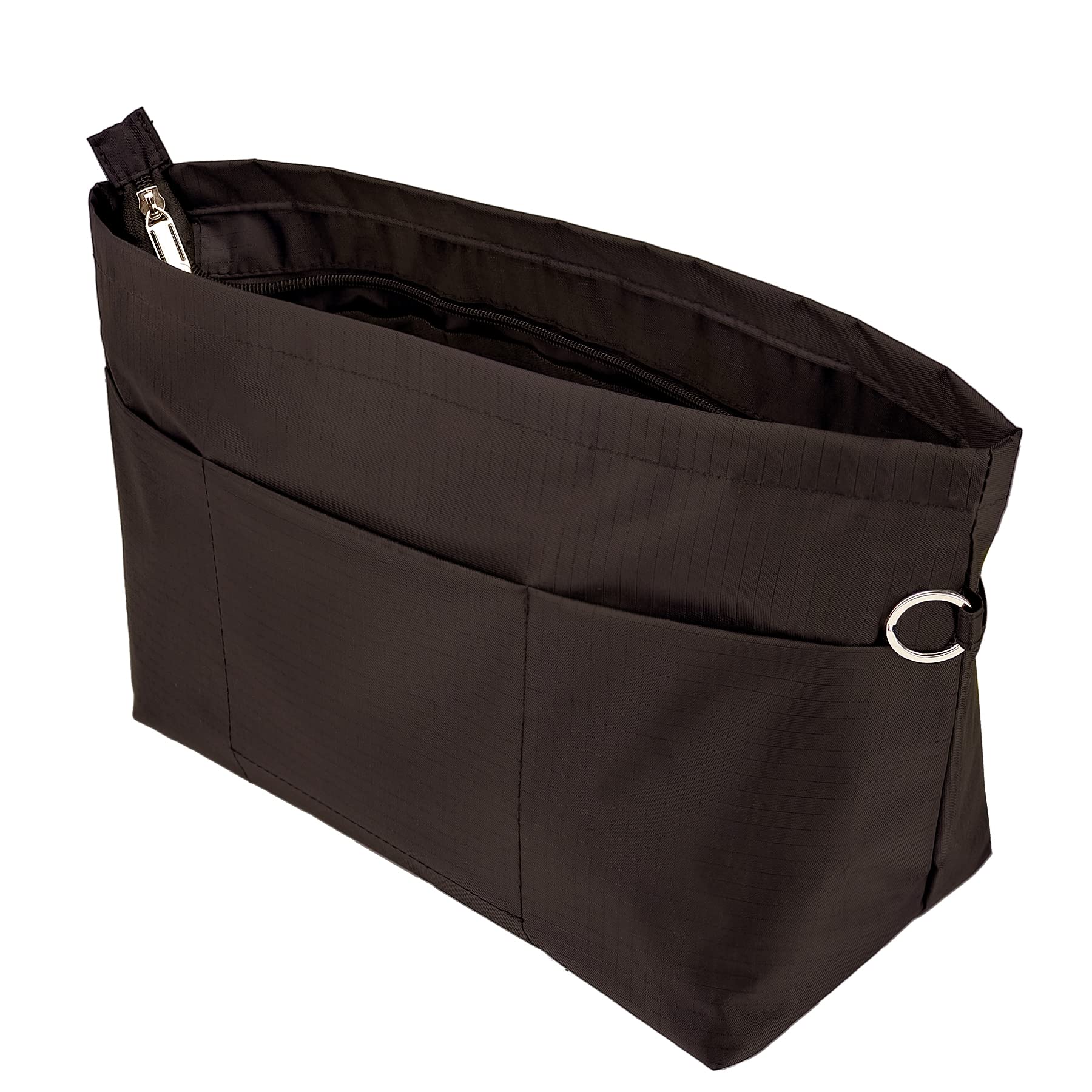 Time Wing Handbag Tote Purse Organizer Insert Bag Liner Shaper Divider Zipper 11 Pockets Compartments Medium Coffee