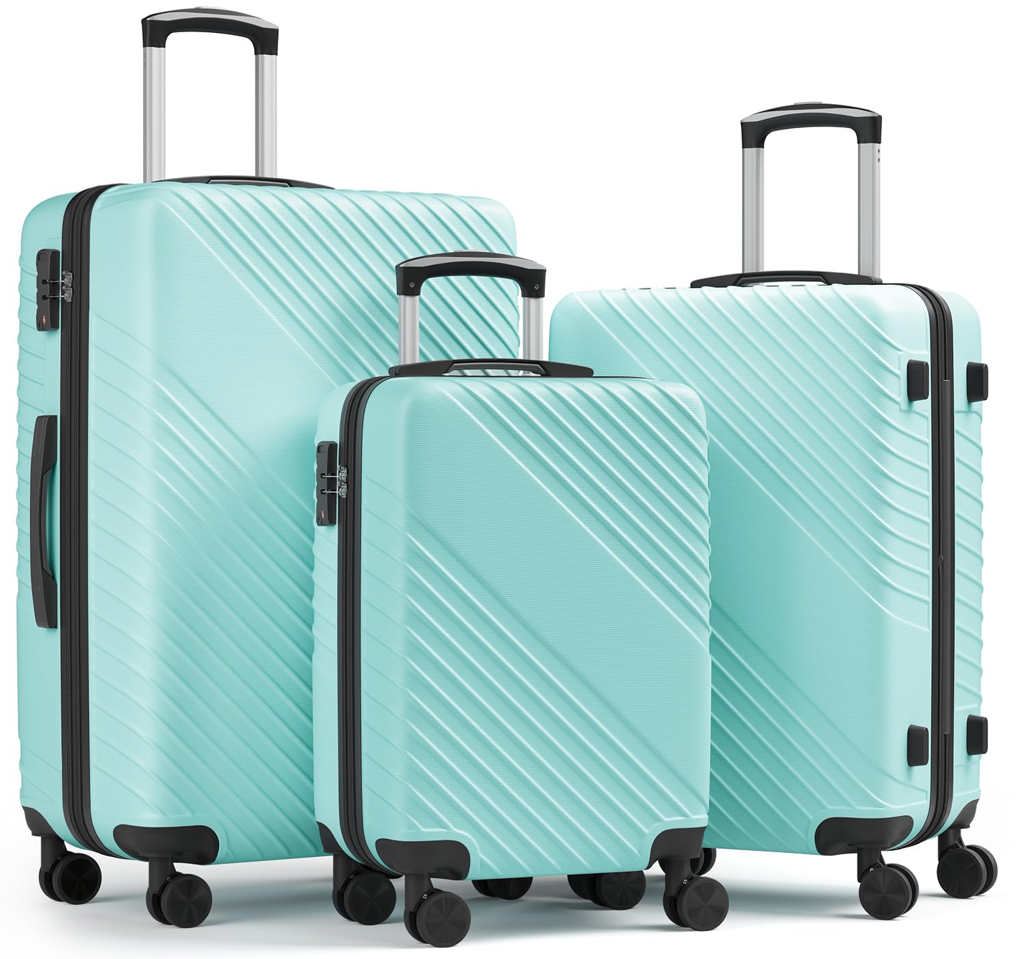 Luggage Sets 3 Piece, ABS Hardside Suitcase Set (20/24/28) with Spinner Wheels, TSA Security Lock, Airline-Approved Carry-On & Lightweight Large