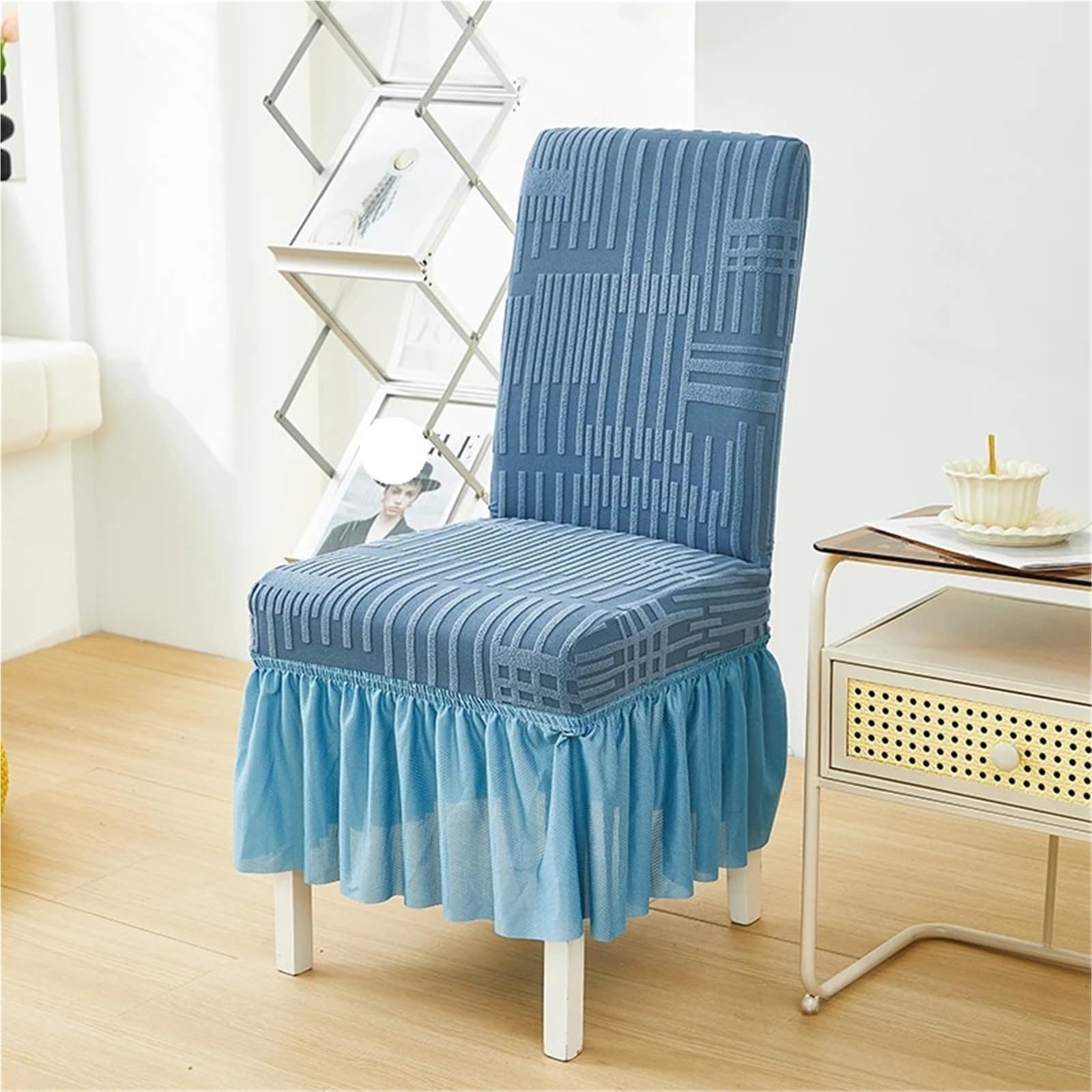 Fundas para sillas de comedor modernas. Falda for silla de comedor, asiento antideslizante elástico for banquete, restaurante, cocina y fiesta, 6 uds(A2 Khaki)