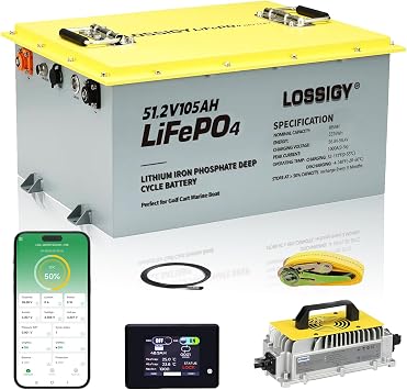 LOSSIGY 48V Lithium Battery Golf Cart Conversion Kit with Charger&Monitor