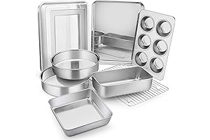 Premium E-far 9-Piece Stainless Steel Baking Pans Set