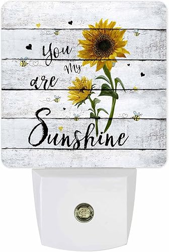 Luz nocturna LED enchufable de girasol, luces nocturnas inteligentes con sensor de atardecer a amanecer, enchufe a la pared, luces nocturnas de bajo