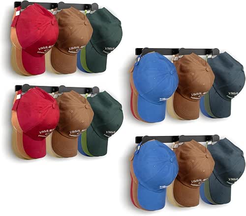 KIMBORA 4 Packs Hat Rack for Wall, Hat Organizer for