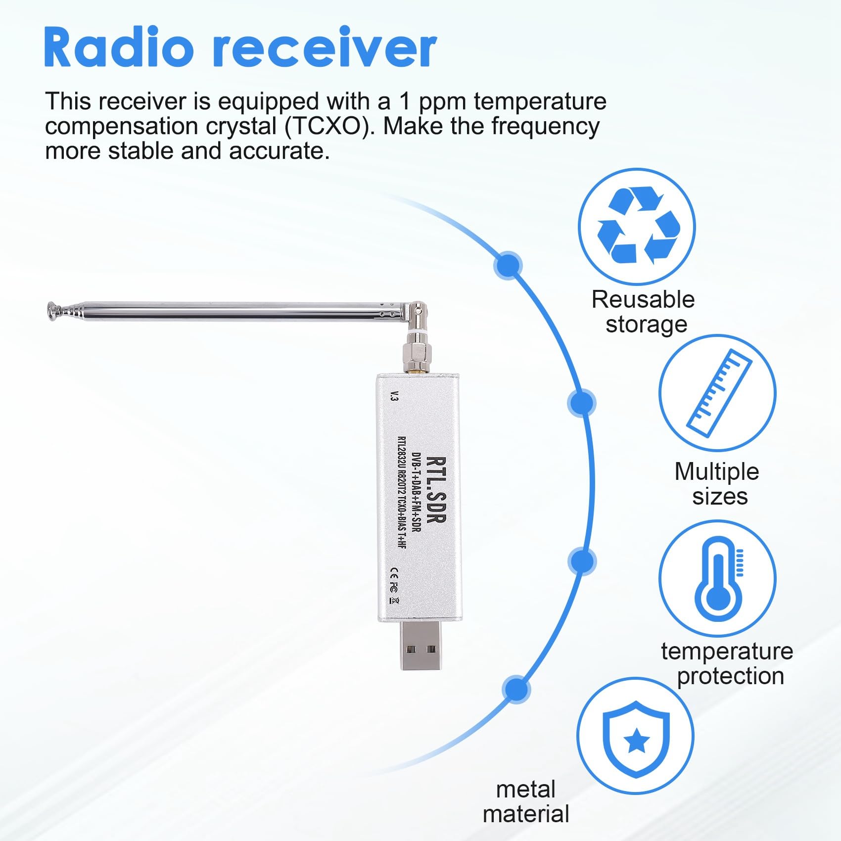 Blog RTL-SDR RéCepteur RTL SDR V3 RTL2832U 0,1 MHz-1,7 GHz TCXO SMA RéCepteur Radio DéFini par Logiciel avec Antenne
