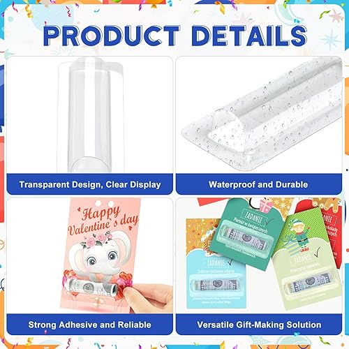 Miniatura 4 de 70 paquetes de plástico para dinero en efectivo, bolsas transparentes para bálsamo labial con adhesivo, soporte impermeable para dinero en efectivo