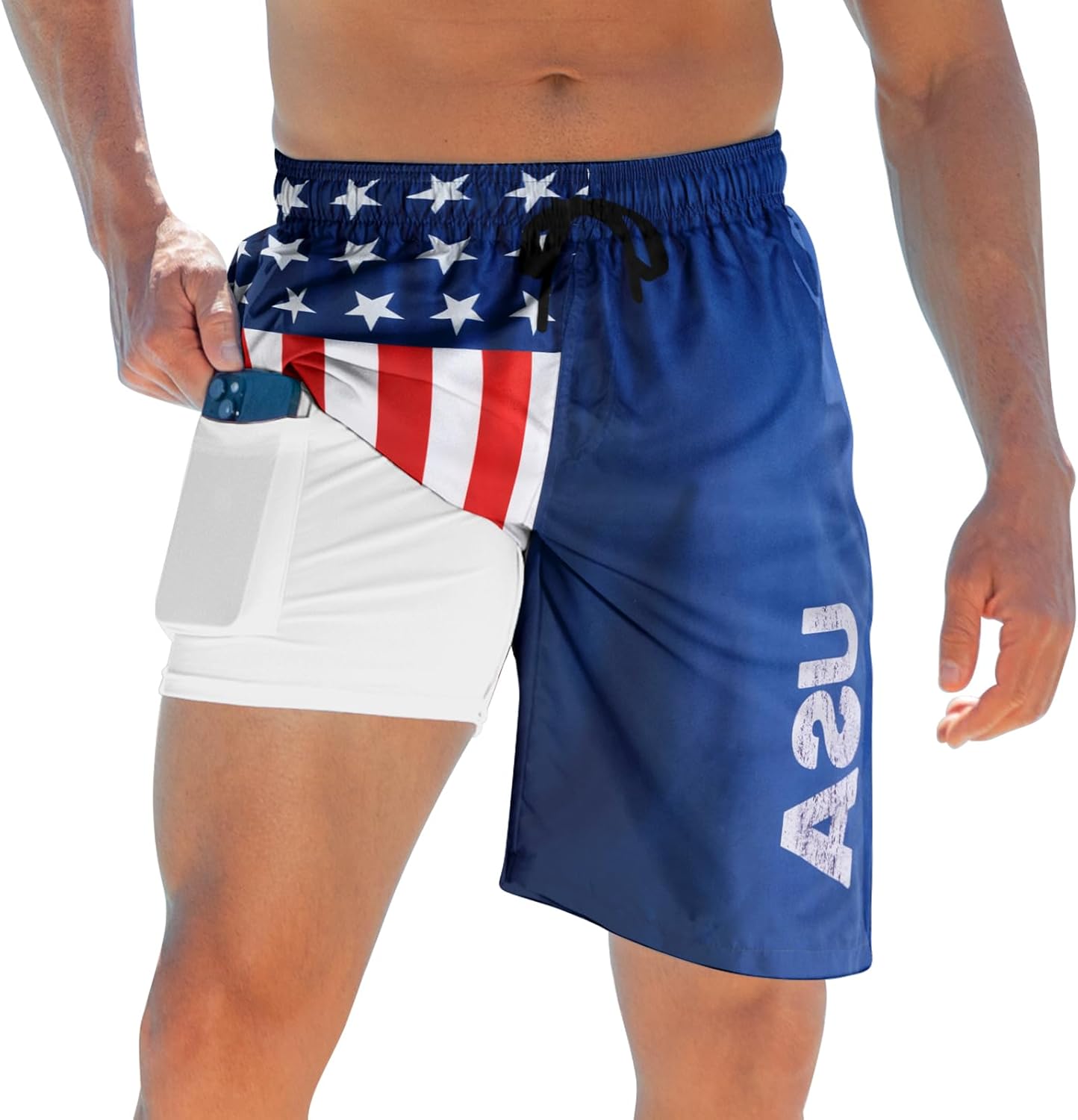 ALISISTER Mens Swim Trunks with Compression Liner Bathing Suit Summer Swimming Shorts