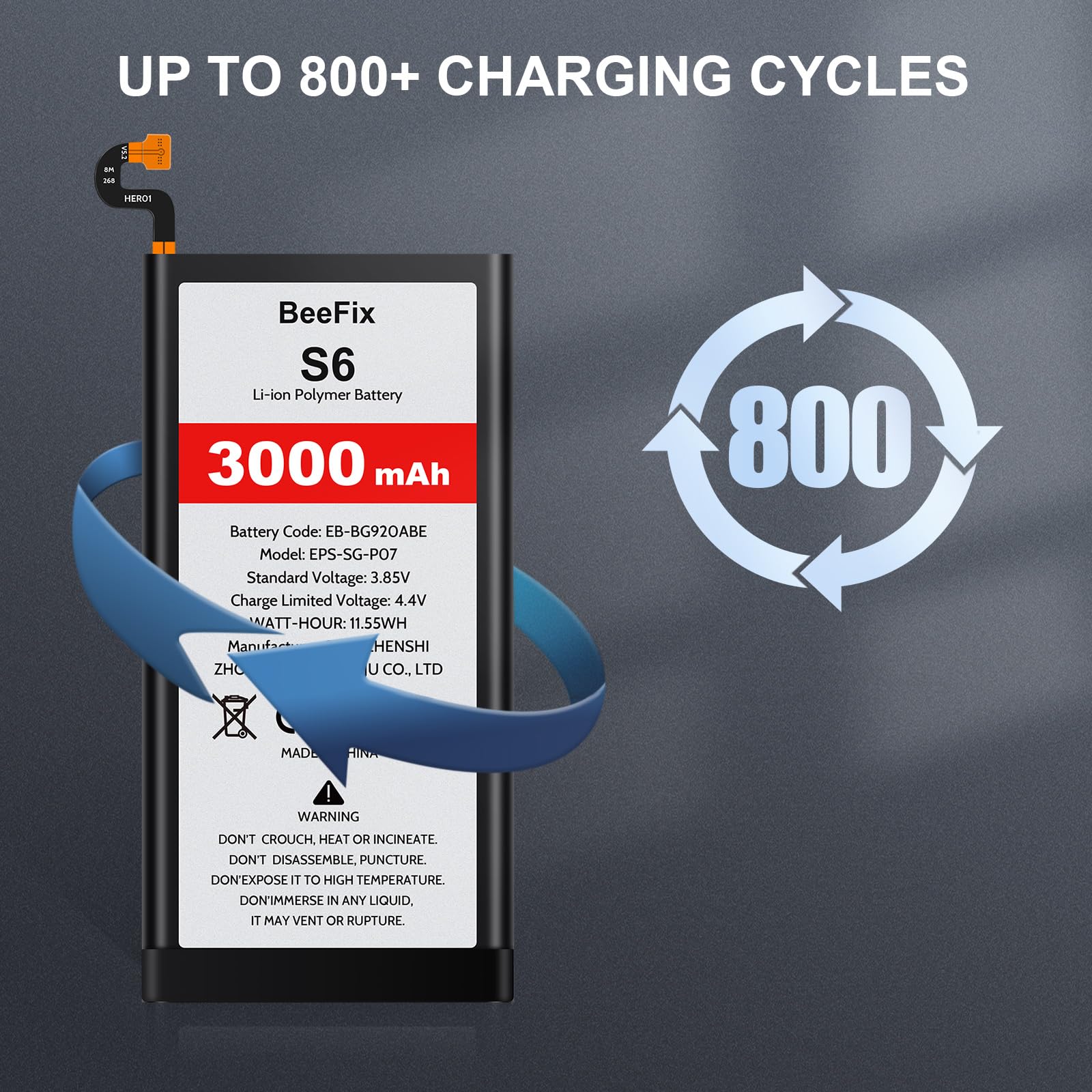 Batteria per Samsung Galaxy S6 (SM-G920, G920V, G920T, G920A, G920P, G920I, G920F, S906L), 3000 mAh ad alta capacità per Galaxy S6(EB-BG920ABE) con strumenti di riparazione professionali
